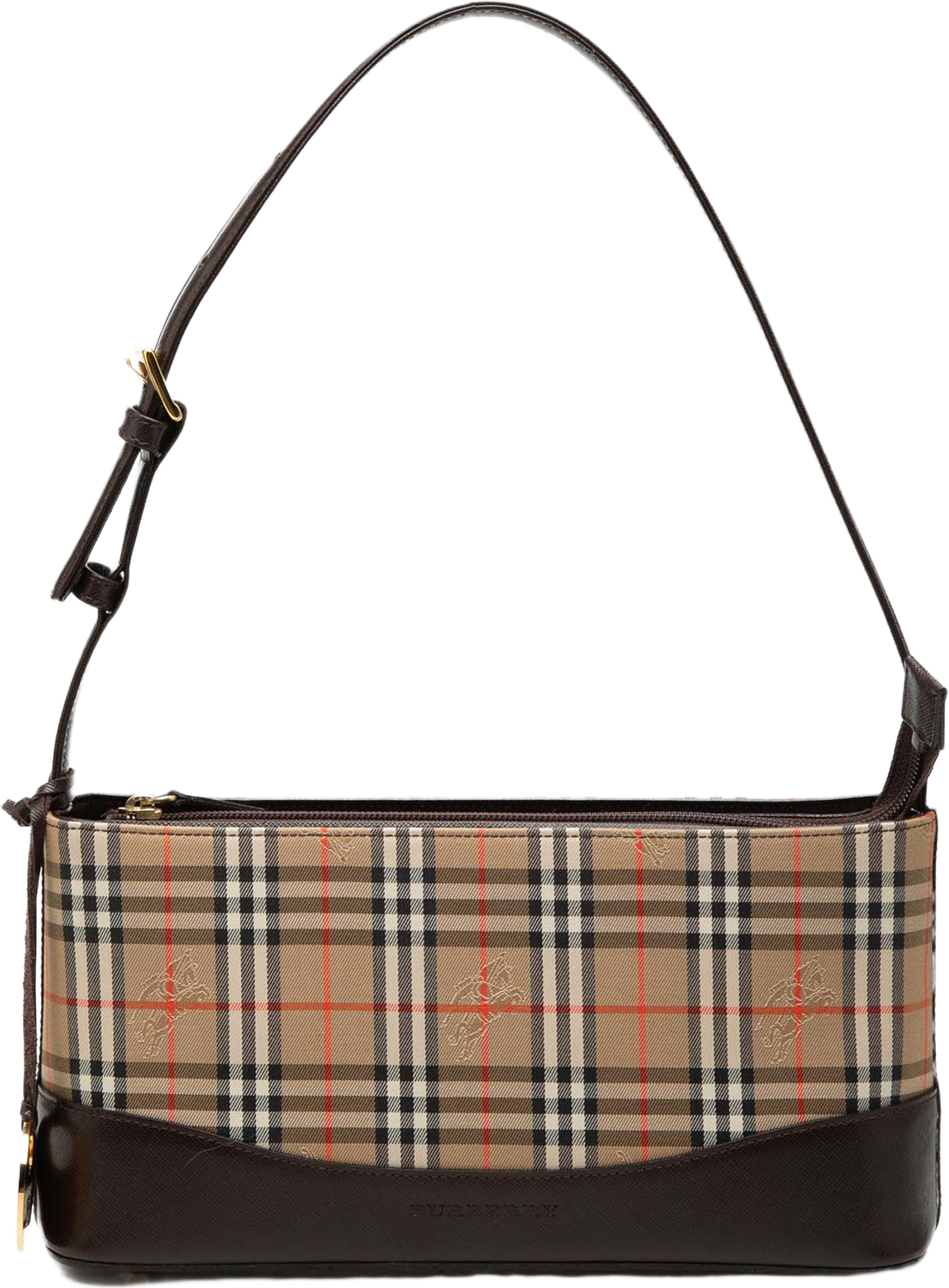 Burberry Haymarket Check Canvas Shoulder Bag, från Luxclusif, i färgen beige. Klicka för att öppna bilden i stort format