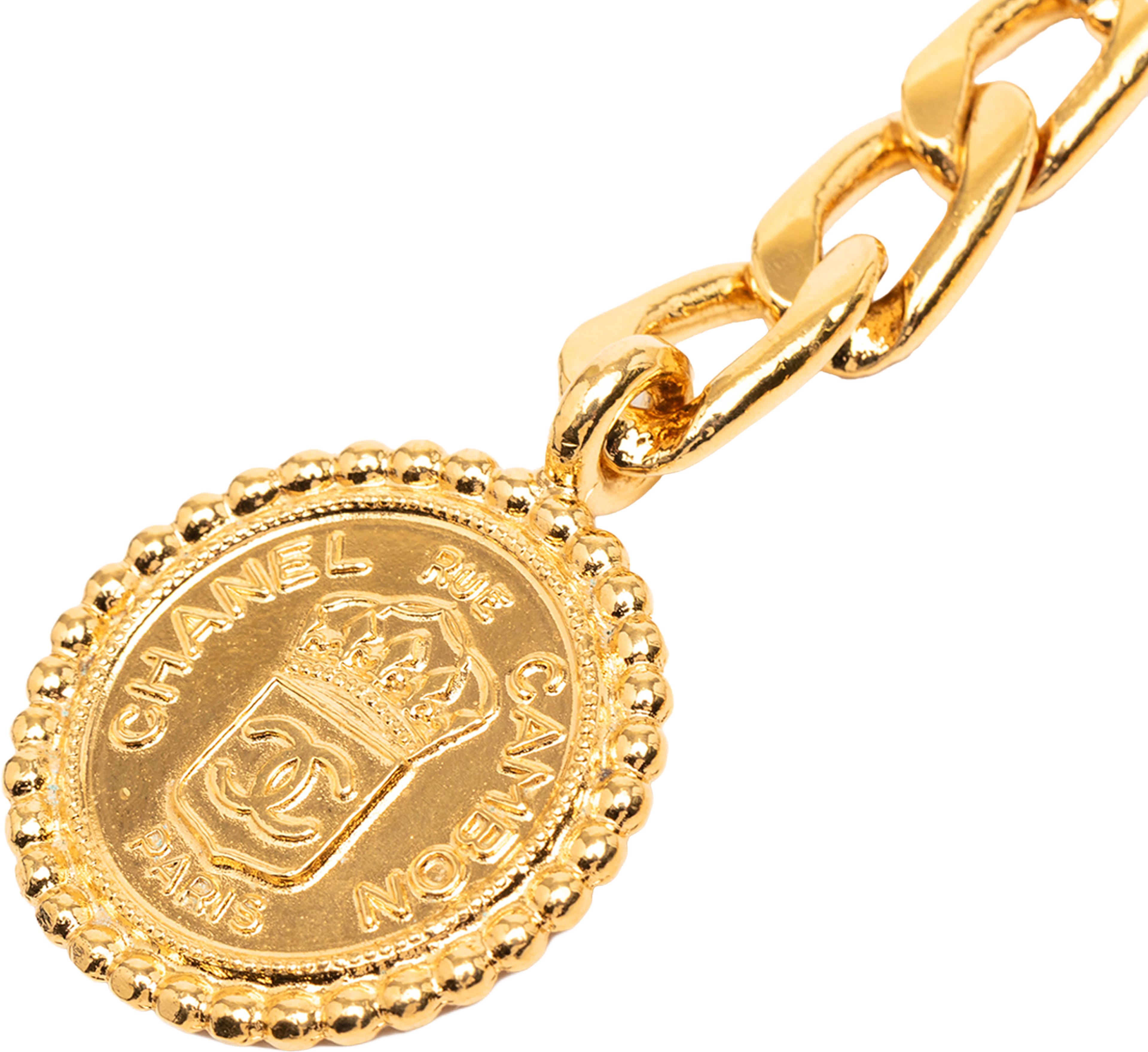 Chanel Gold Plated Cc Medallion Chain Belt, från Luxclusif, i färgen gold. Klicka för att öppna bilden i stort format