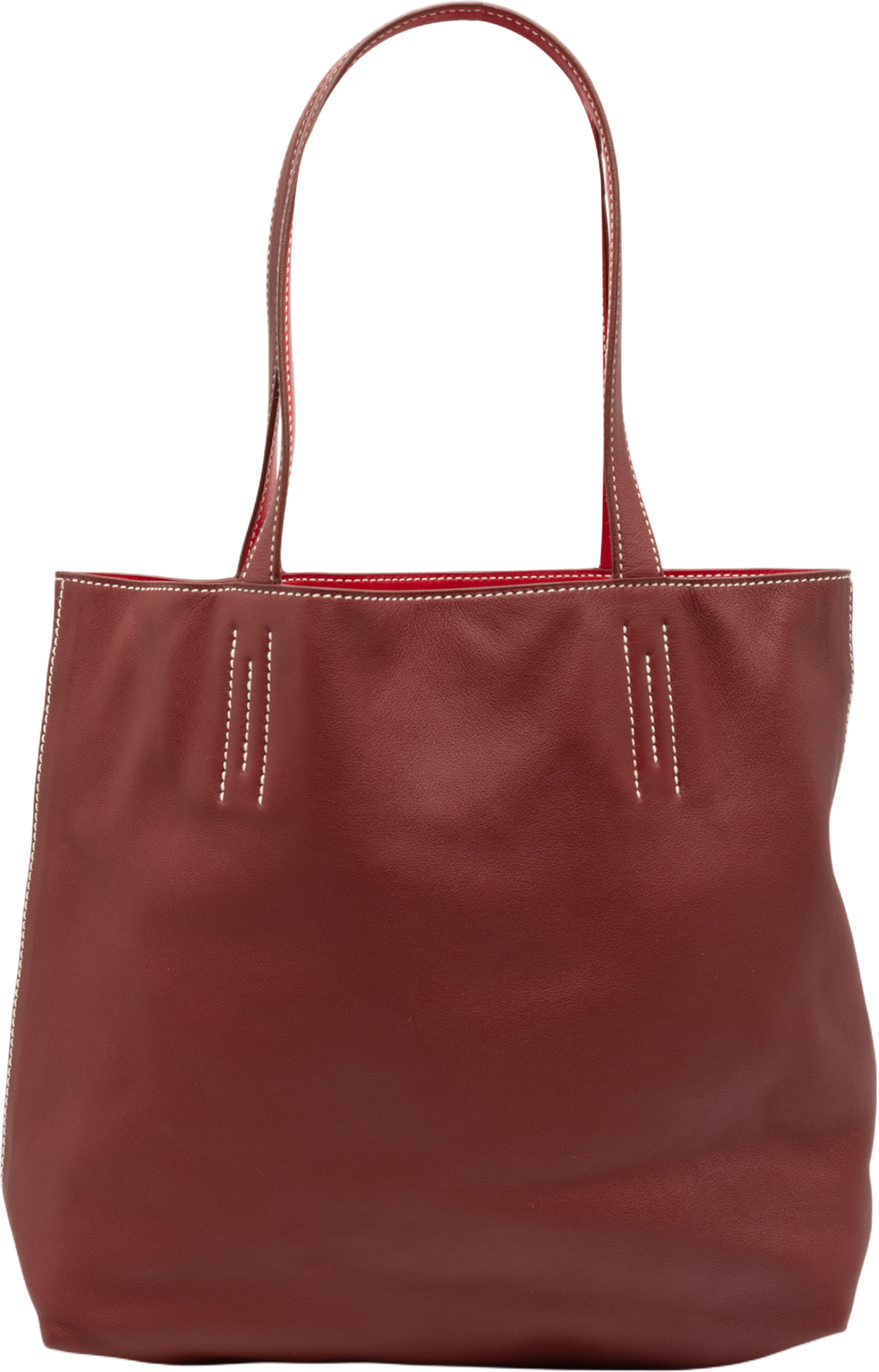 Hermès Veau Sikkim Double Sens 28, från Luxclusif, i färgen dark red. Klicka för att öppna bilden i stort format