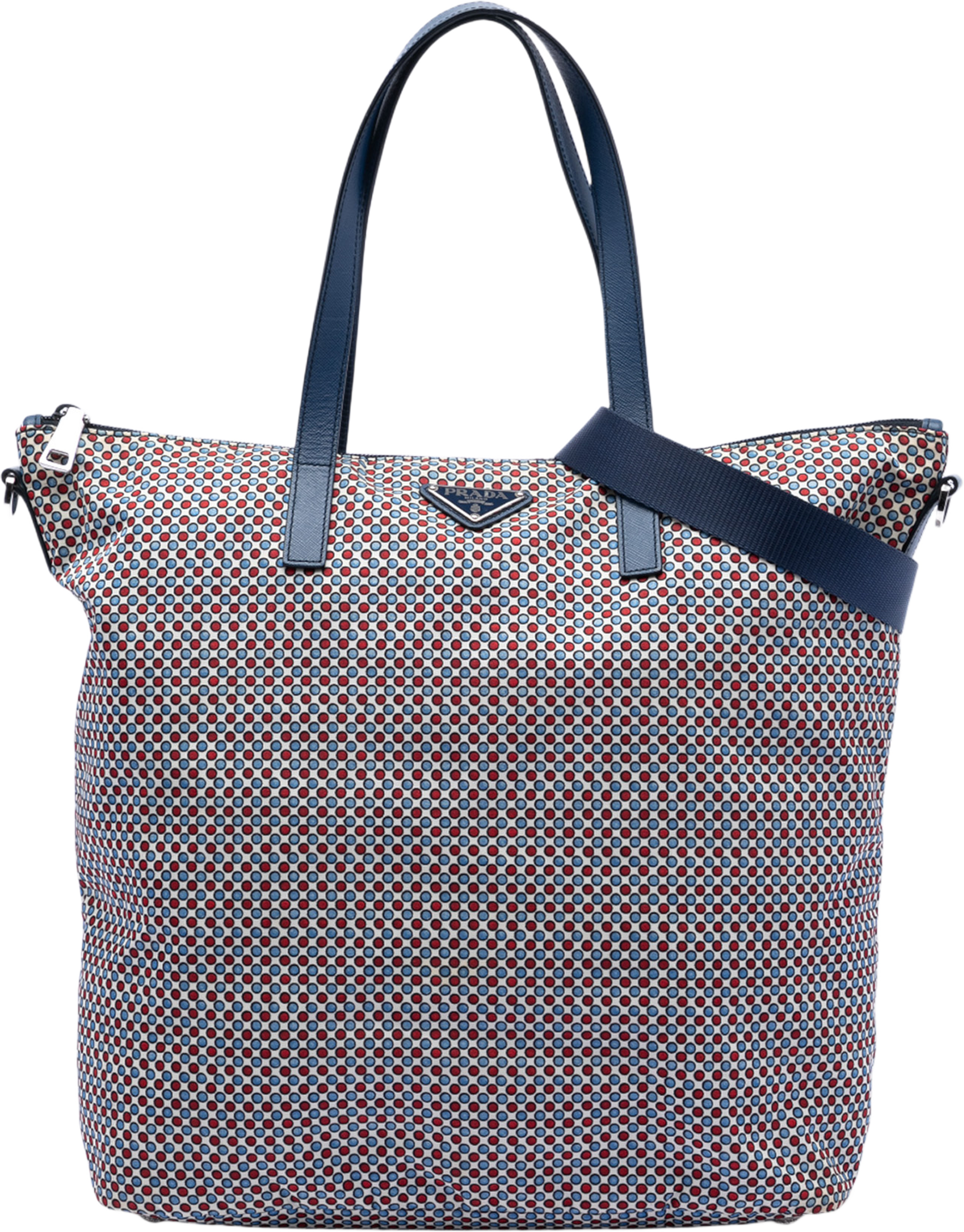 Prada Tessuto Stampato Satchel, från Luxclusif, i färgen blue. Klicka för att öppna bilden i stort format