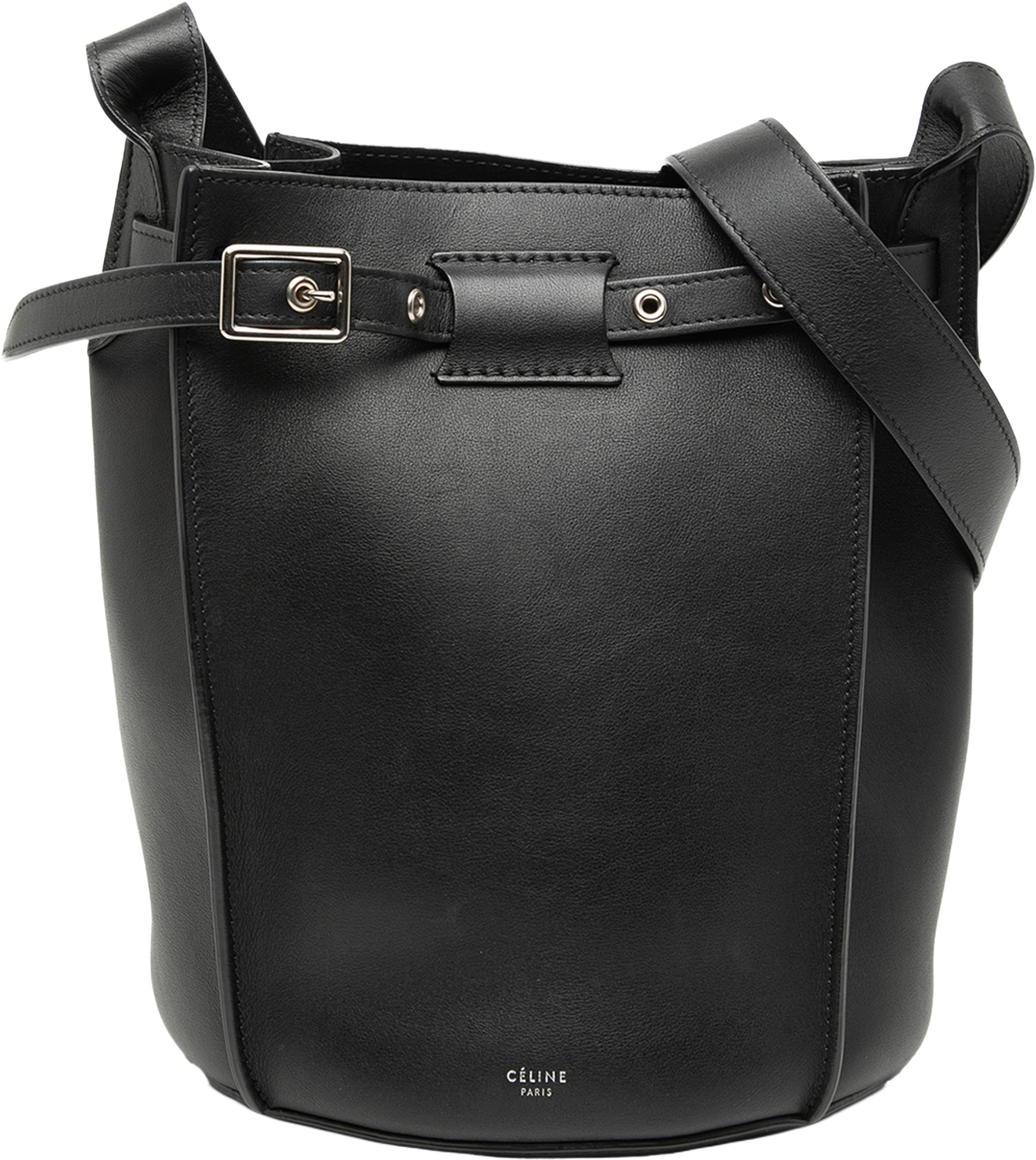 Celine Nano Leather Big Bag Bucket Crossbody, från Luxclusif, i färgen black. Klicka för att öppna bilden i stort format