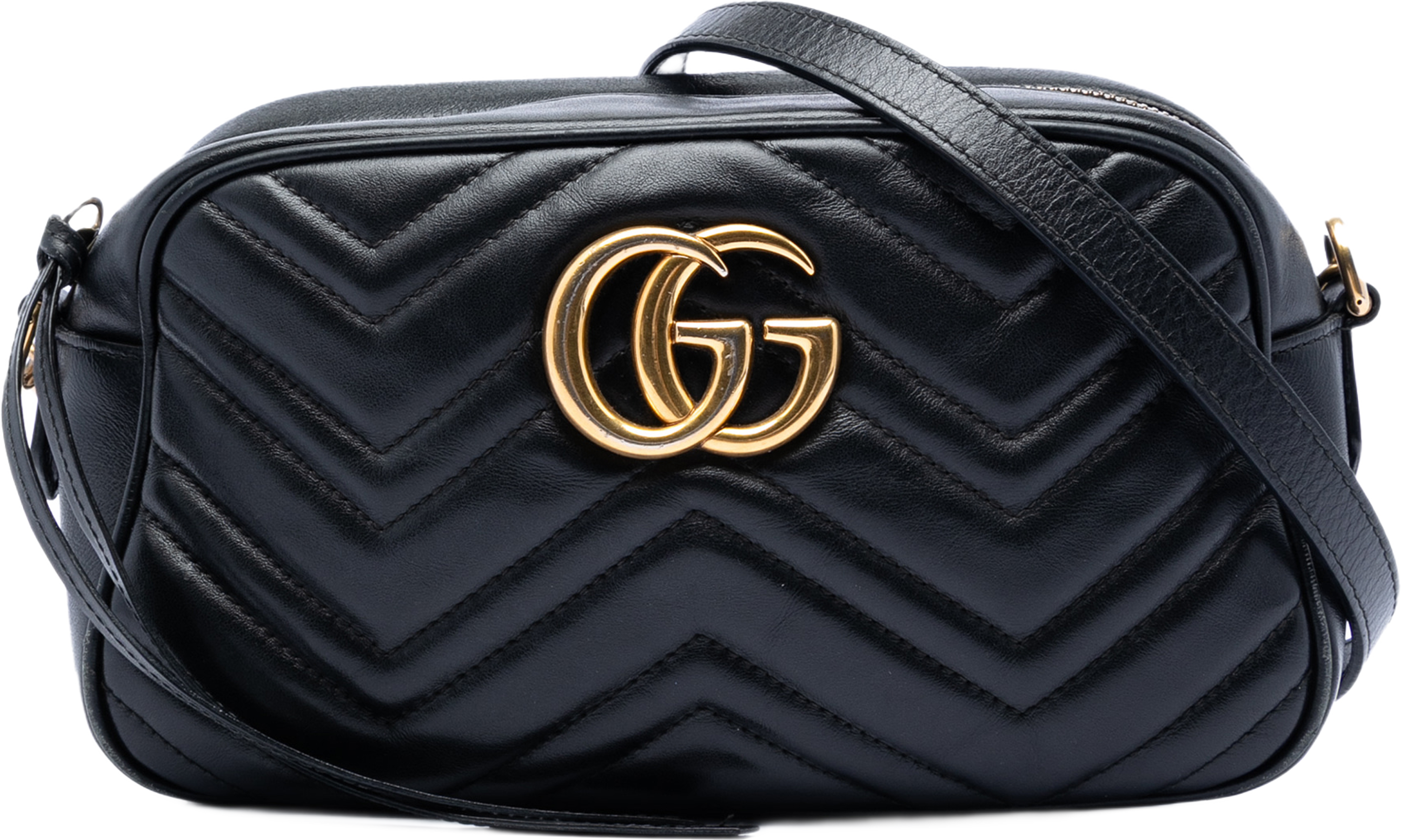 Gucci Small Gg Marmont Matelasse Calfskin Crossbody, från Luxclusif, i färgen svart. Klicka för att öppna bilden i stort format