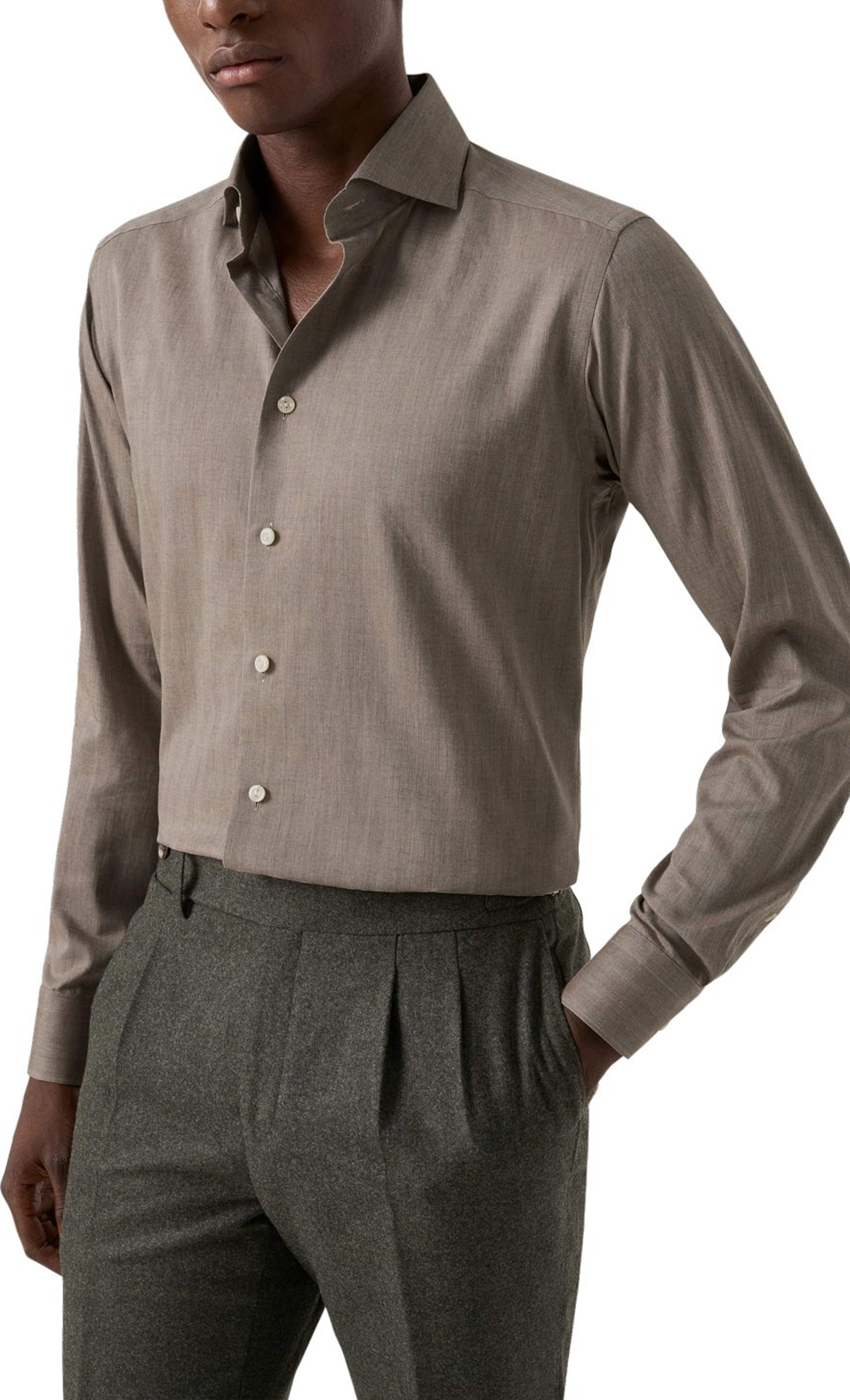Skjorta I Signature Flanell Slim Fit, från Eton, i färgen beige. Klicka för att öppna bilden i stort format