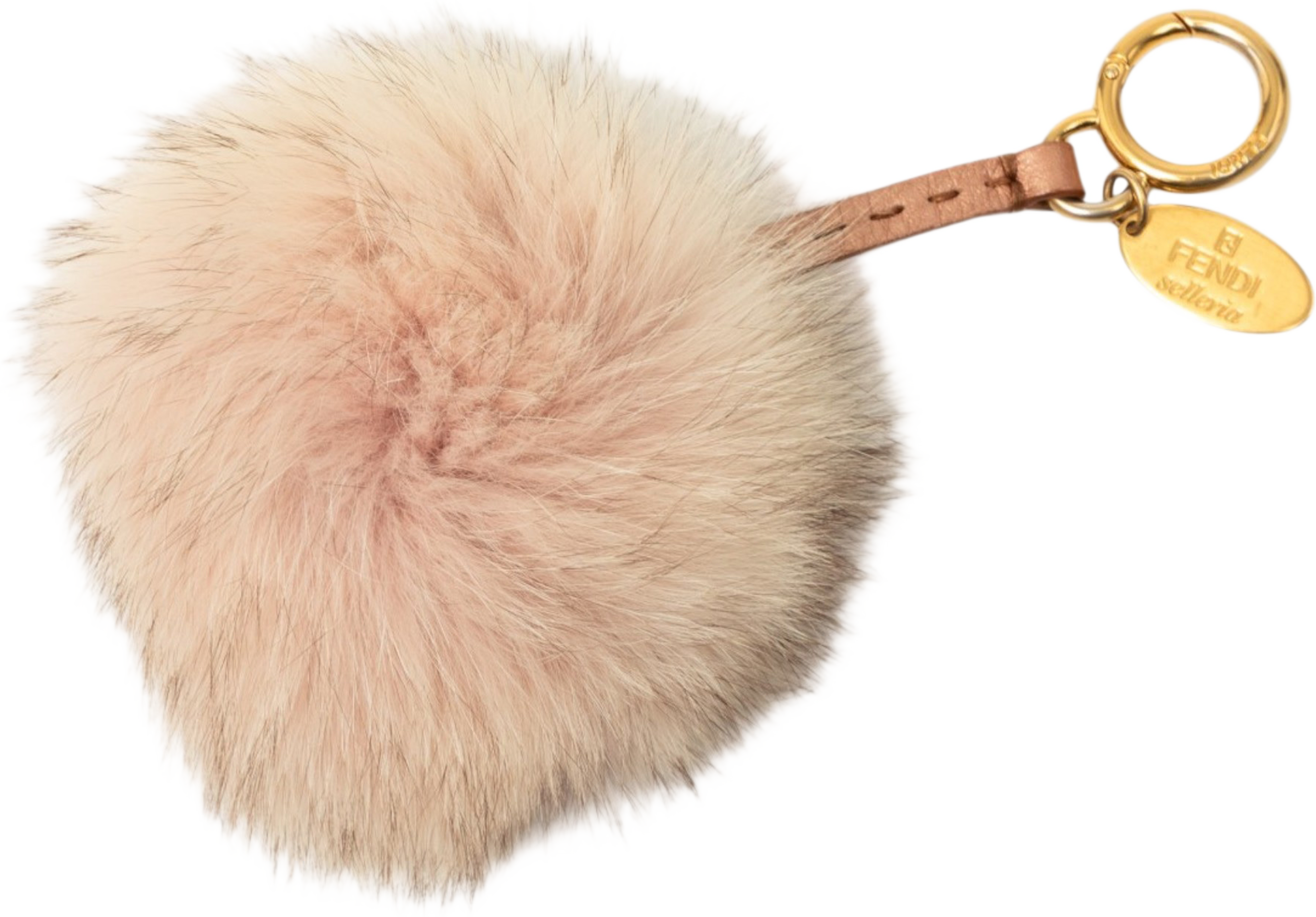 Fendi Fox Fur Pompom Selleria Bag Charm, från Luxclusif, i färgen rosa. Klicka för att öppna bilden i stort format