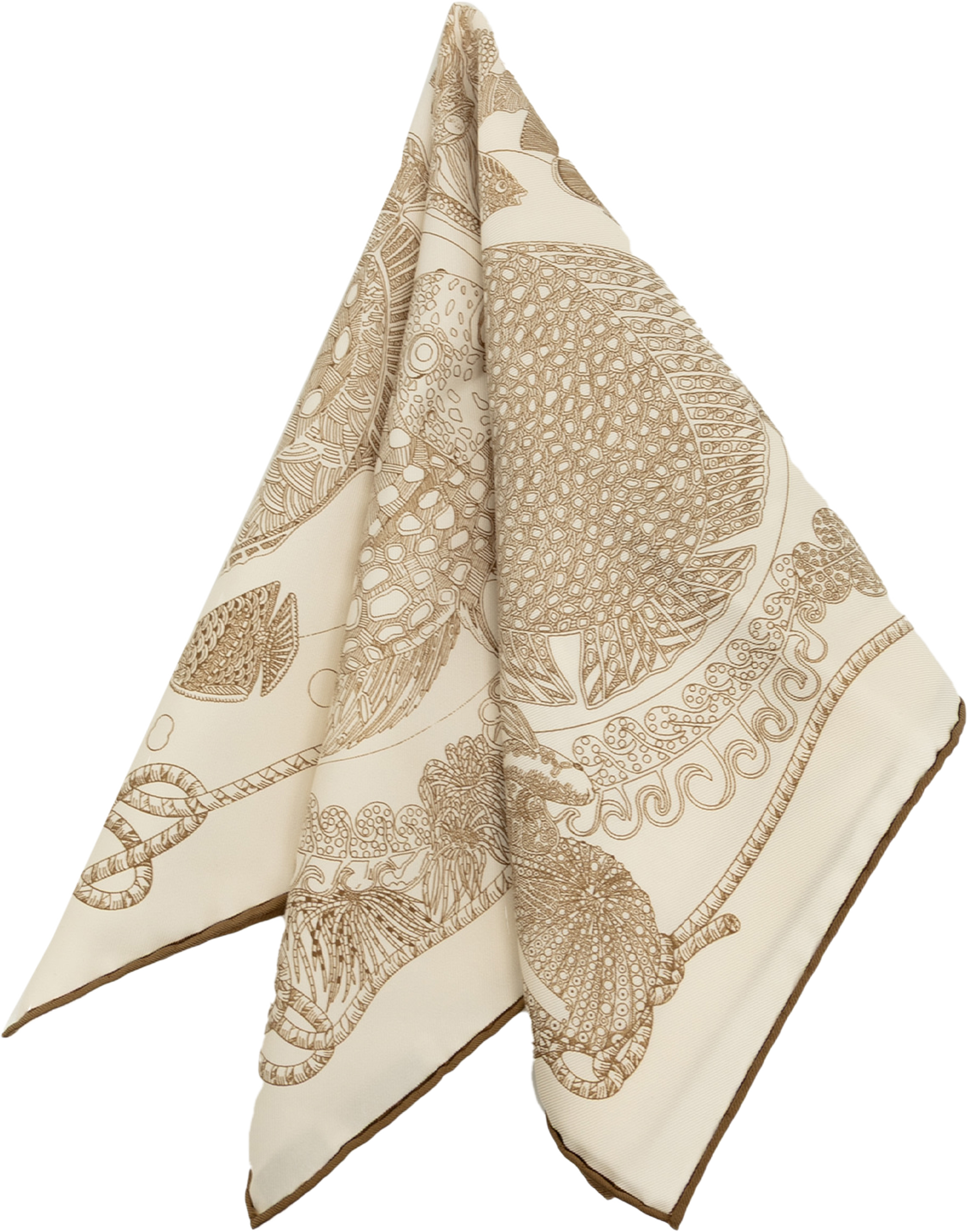 Hermès Grands Fonds Silk Handkerchief, från Luxclusif, i färgen light beige. Klicka för att öppna bilden i stort format