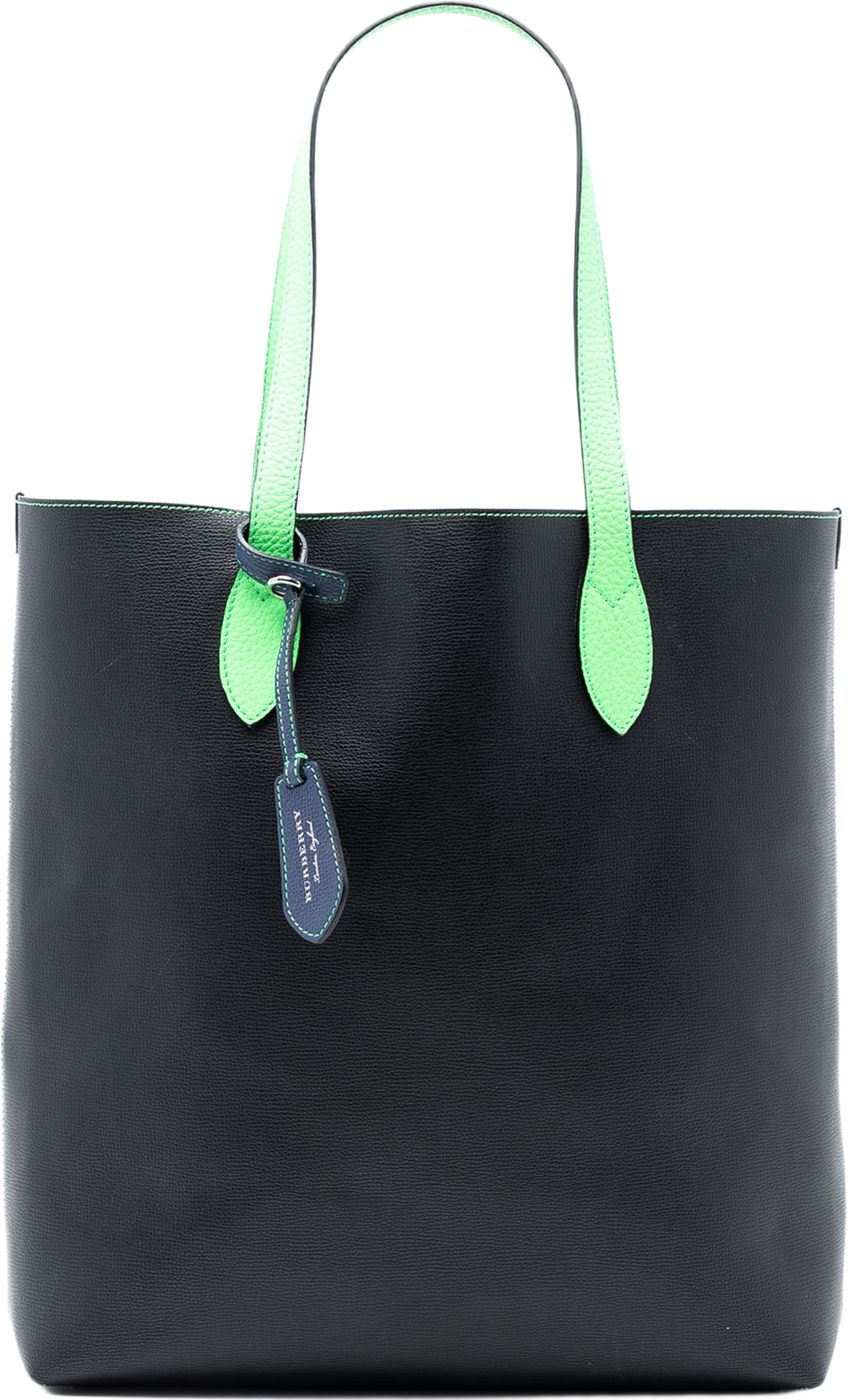 Burberry Grained Leather And Haymarket Check Coated Canvas Reversible North South Tote, från Luxclusif, i färgen black. Klicka för att öppna bilden i stort format