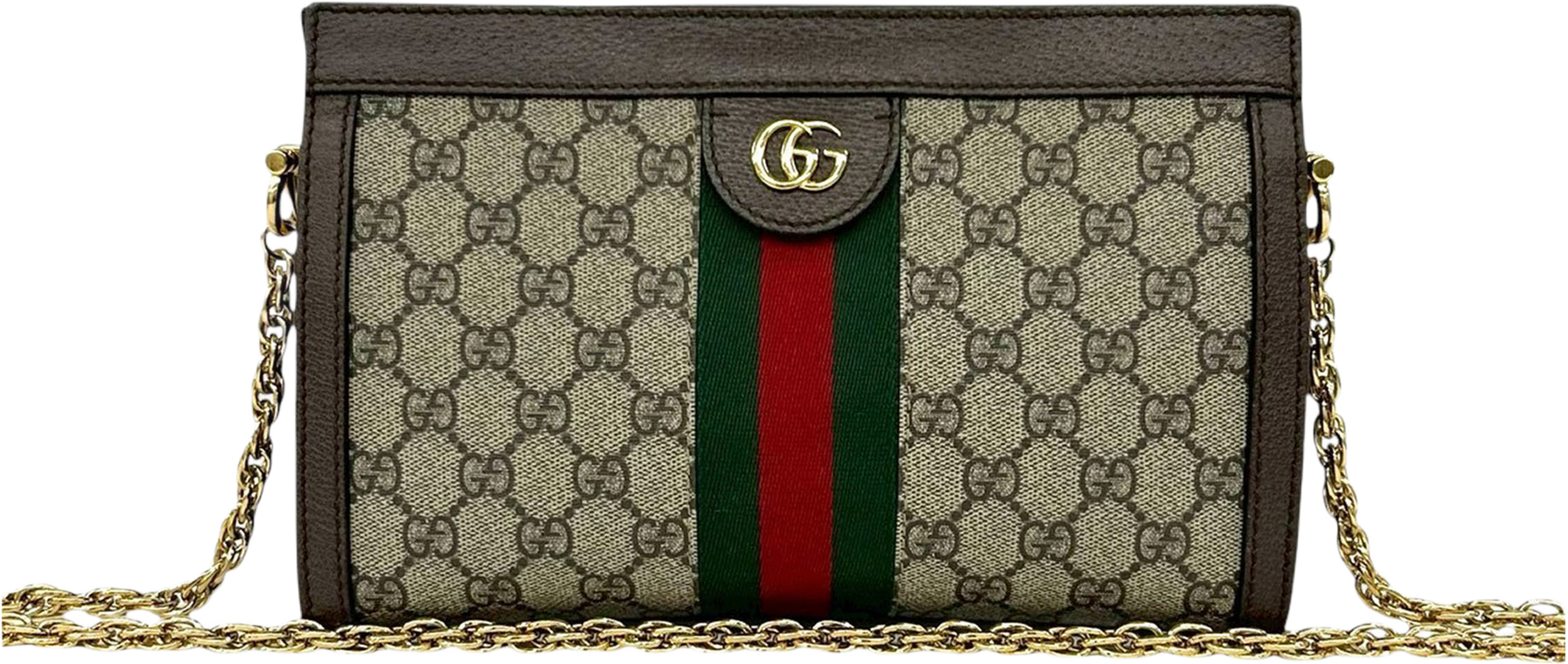 Gucci Small Gg Supreme Web Ophidia Chain Crossbody, från Luxclusif, i färgen beige. Klicka för att öppna bilden i stort format