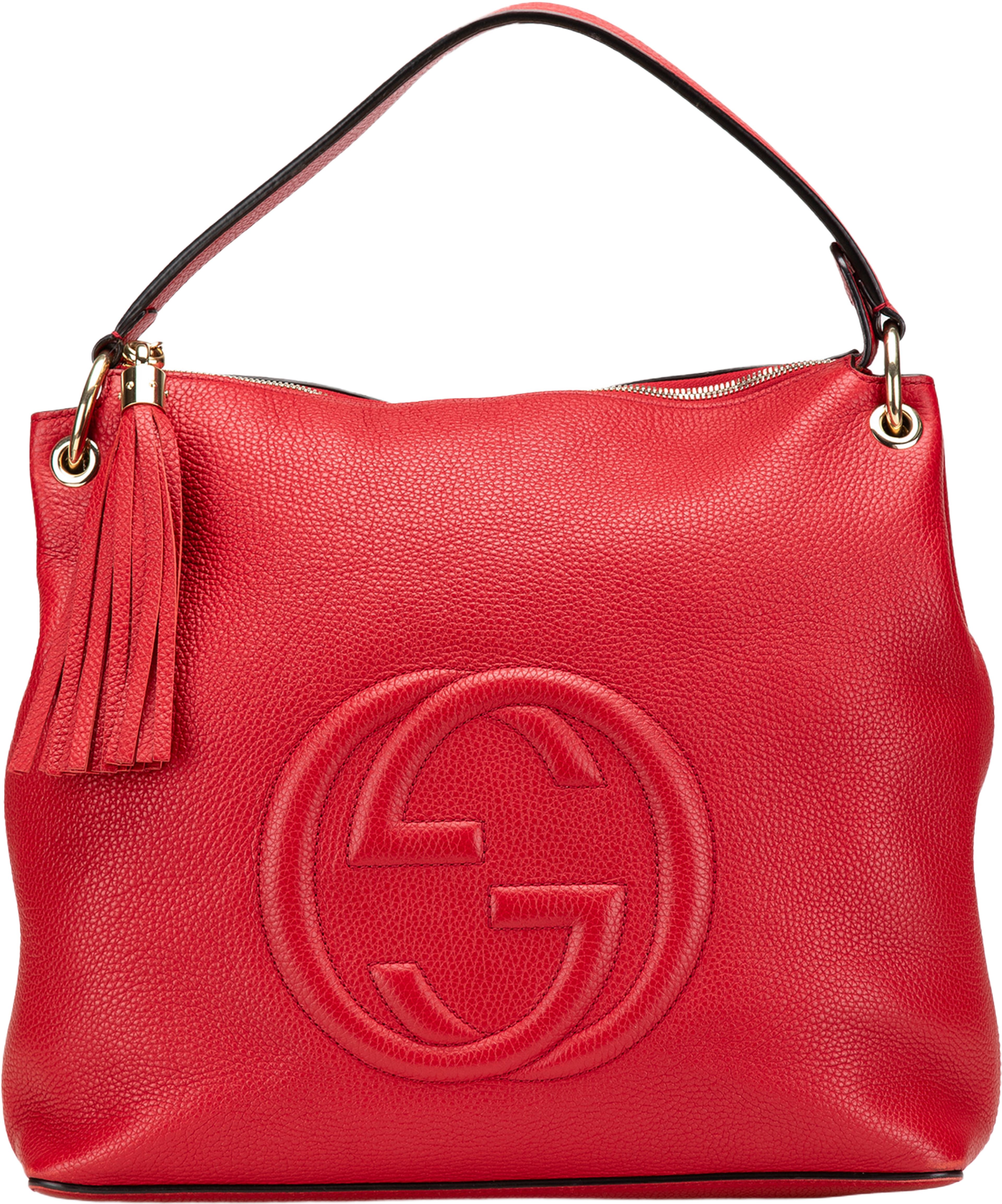 Gucci Large Pebbled Calfskin Soho Convertible Hobo, från Luxclusif, i färgen red. Klicka för att öppna bilden i stort format