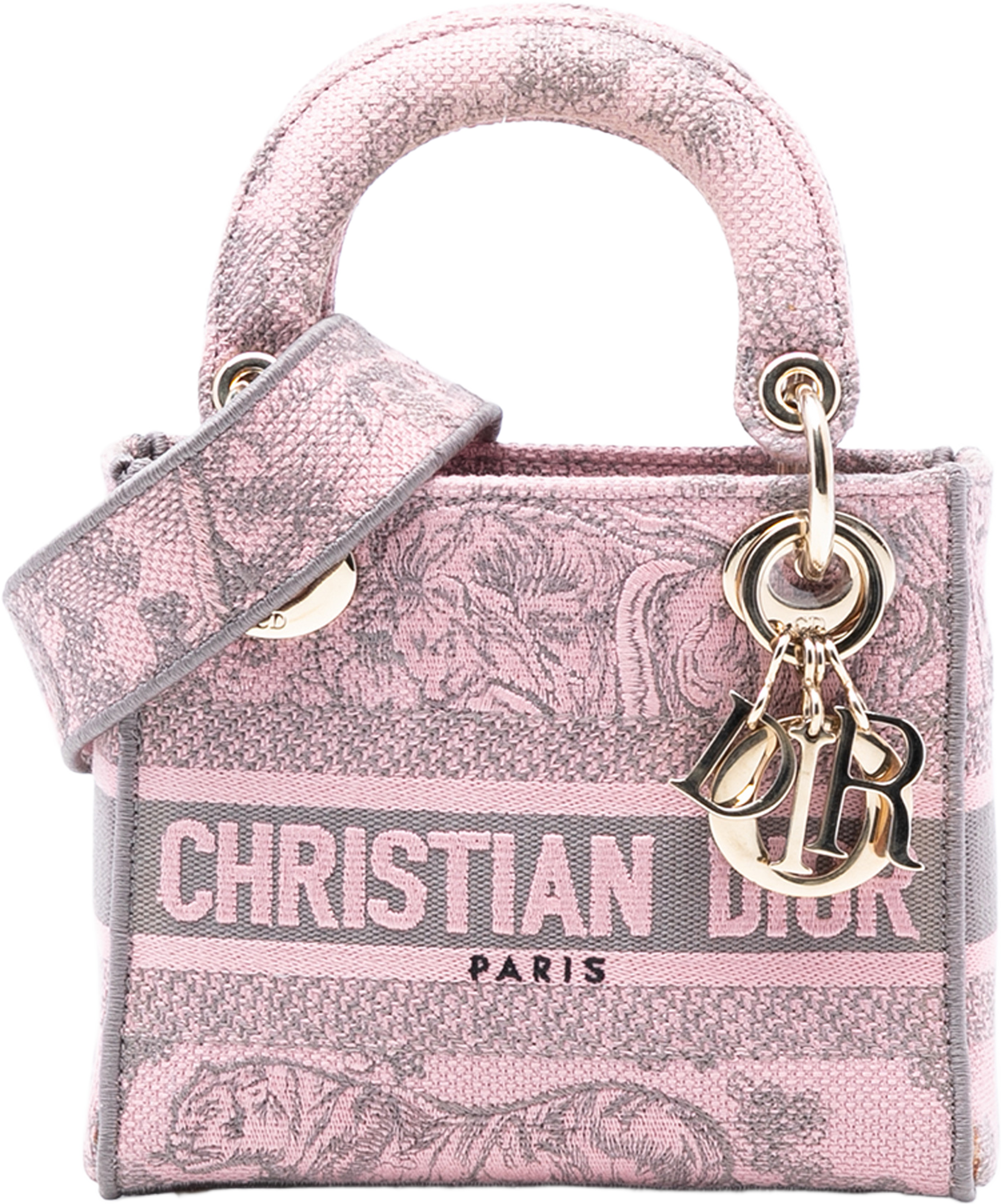 Dior Mini Embroidered Canvas Toile De Jouy Lady D Lite, från Luxclusif, i färgen pink. Klicka för att öppna bilden i stort format