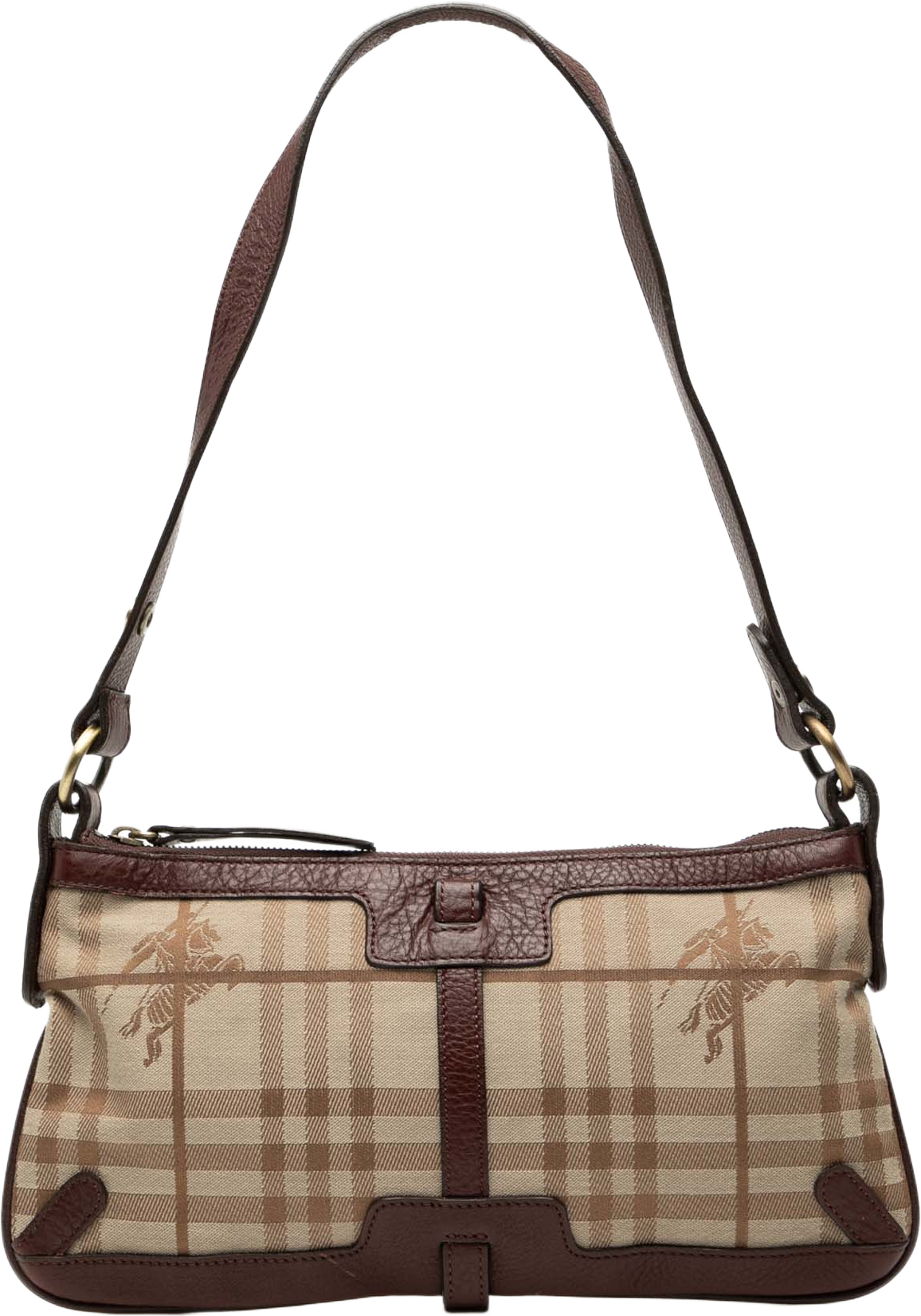 Burberry Haymarket Check Canvas Shoulder Bag, från Luxclusif, i färgen beige. Klicka för att öppna bilden i stort format