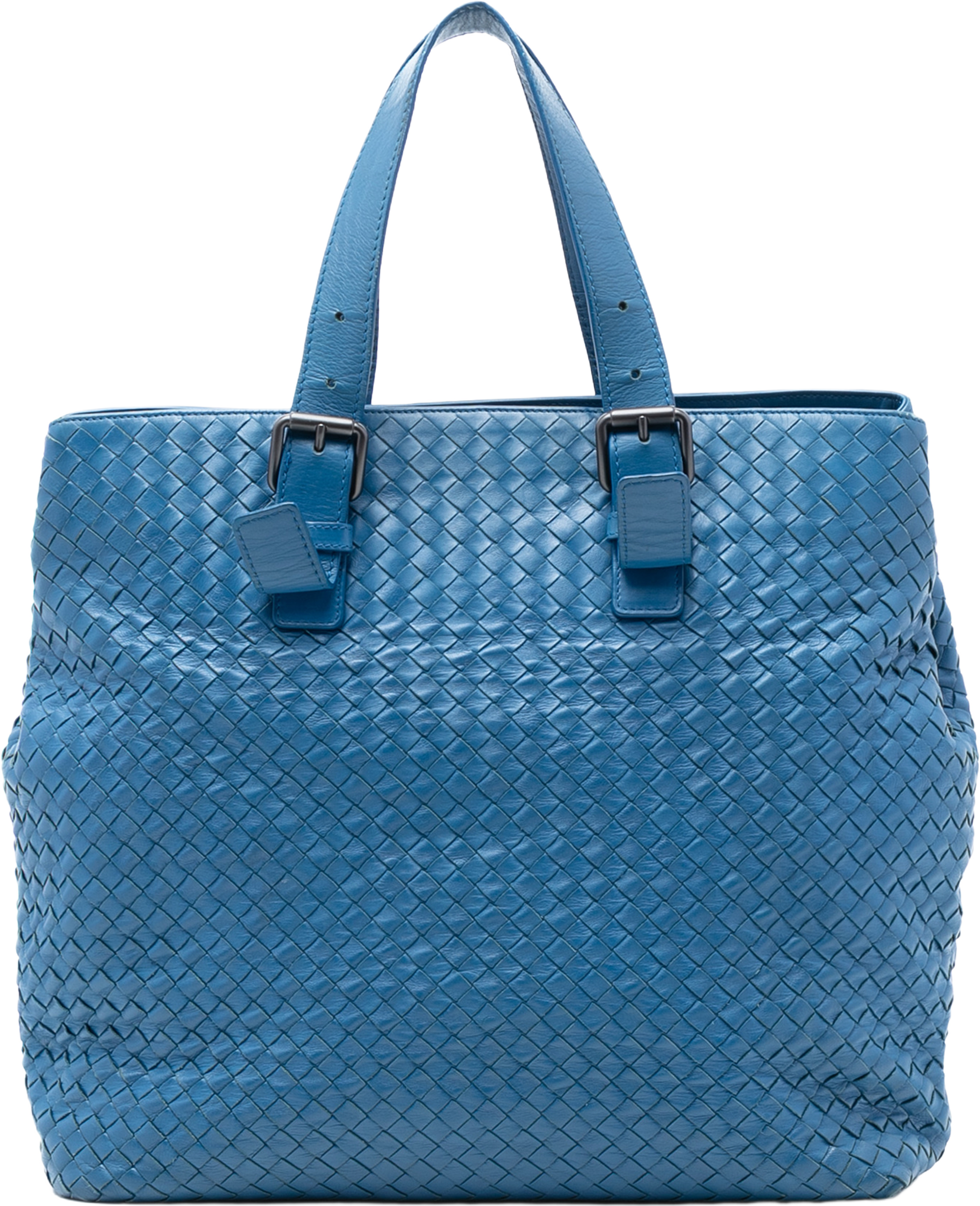 Bottega Veneta Nappa Intrecciato Belted Tote, från Luxclusif, i färgen blue. Klicka för att öppna bilden i stort format
