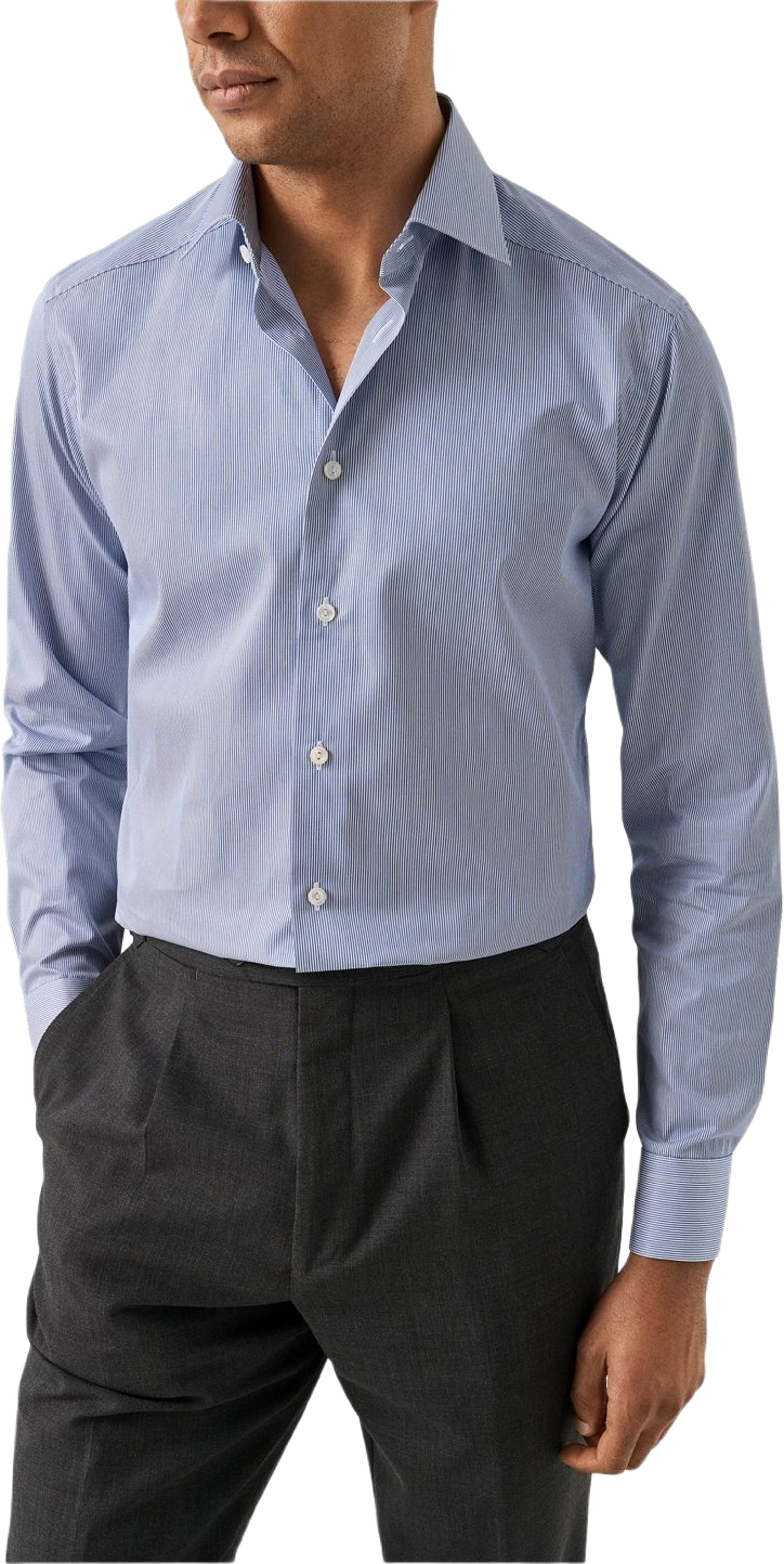Randig Poplinskjorta I Supima 120 Slim Fit