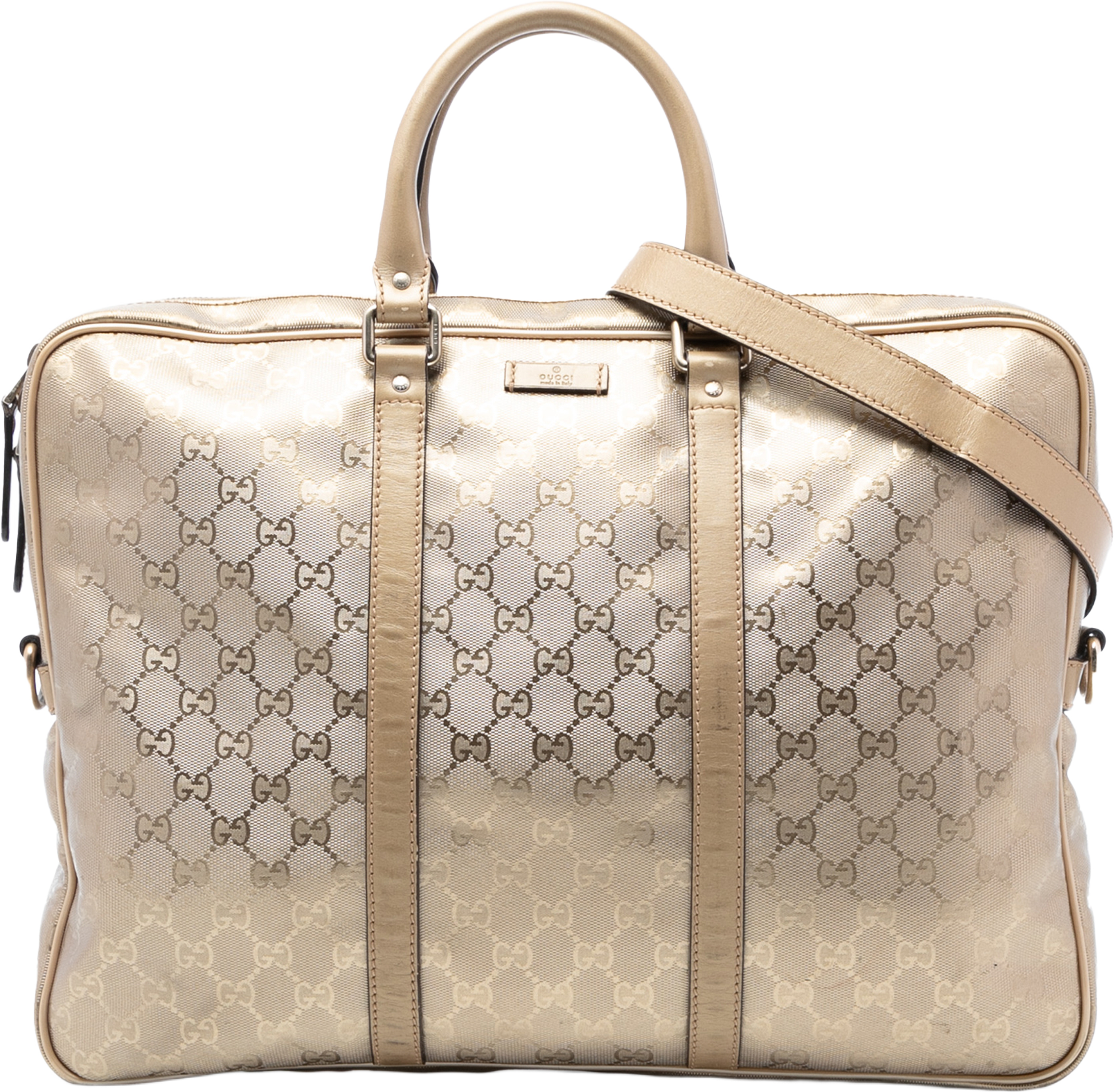 Gucci Gg Imprime Business Bag, från Luxclusif, i färgen gold. Klicka för att öppna bilden i stort format