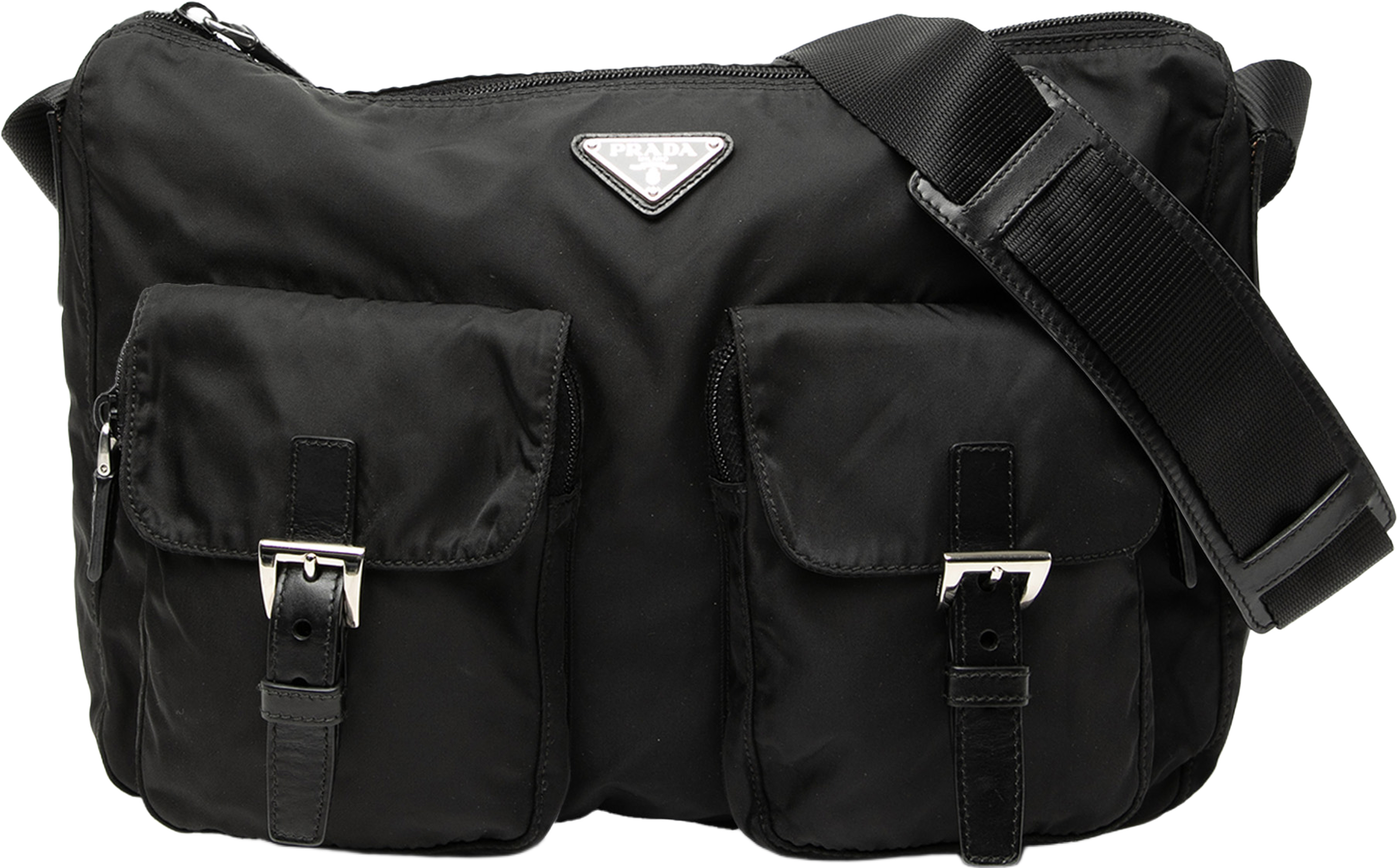 Prada Tessuto Zip Top Crossbody, från Luxclusif, i färgen black. Klicka för att öppna bilden i stort format