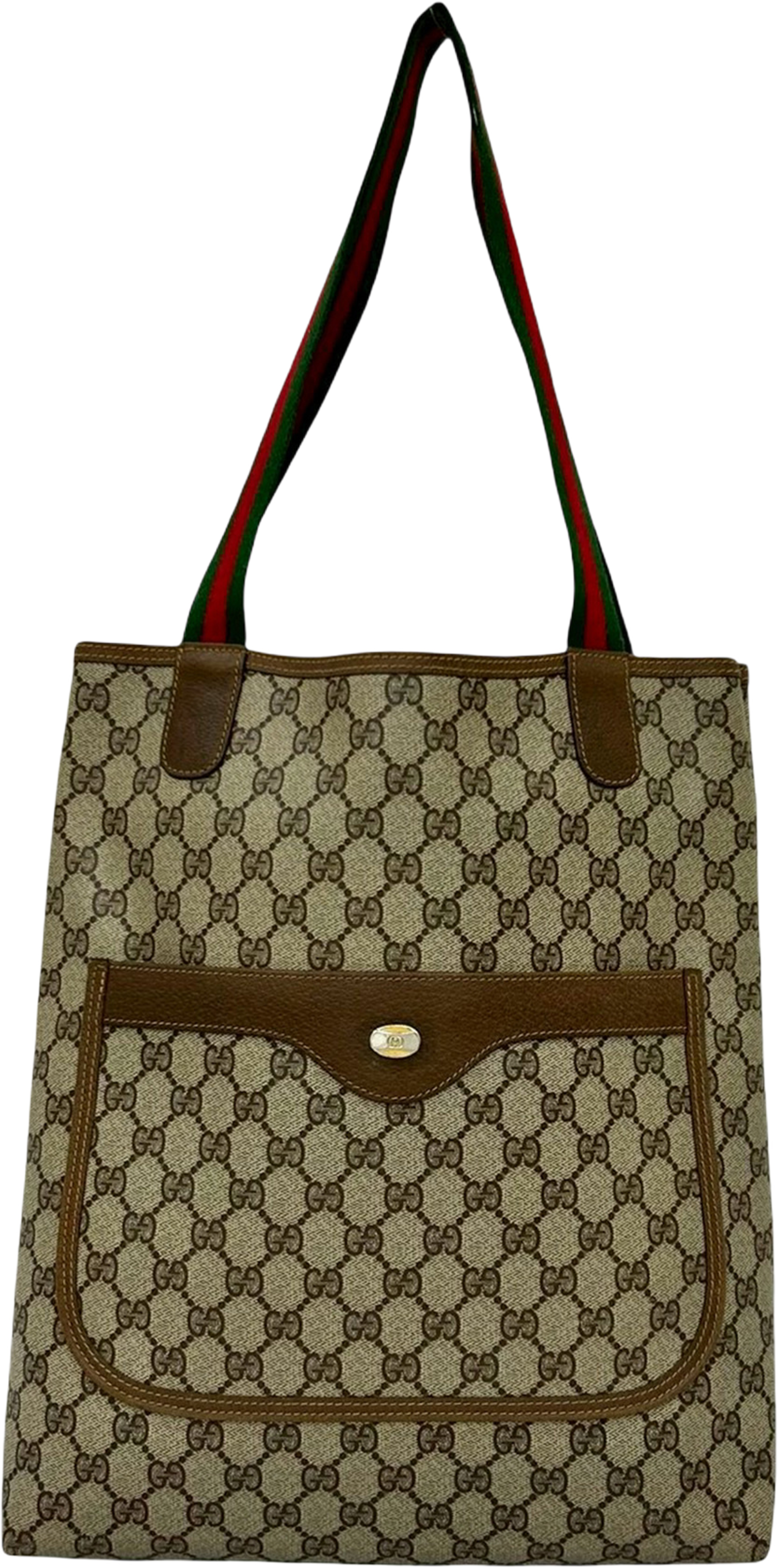 Gucci Gg Supreme Web Tote, från Luxclusif, i färgen beige. Klicka för att öppna bilden i stort format