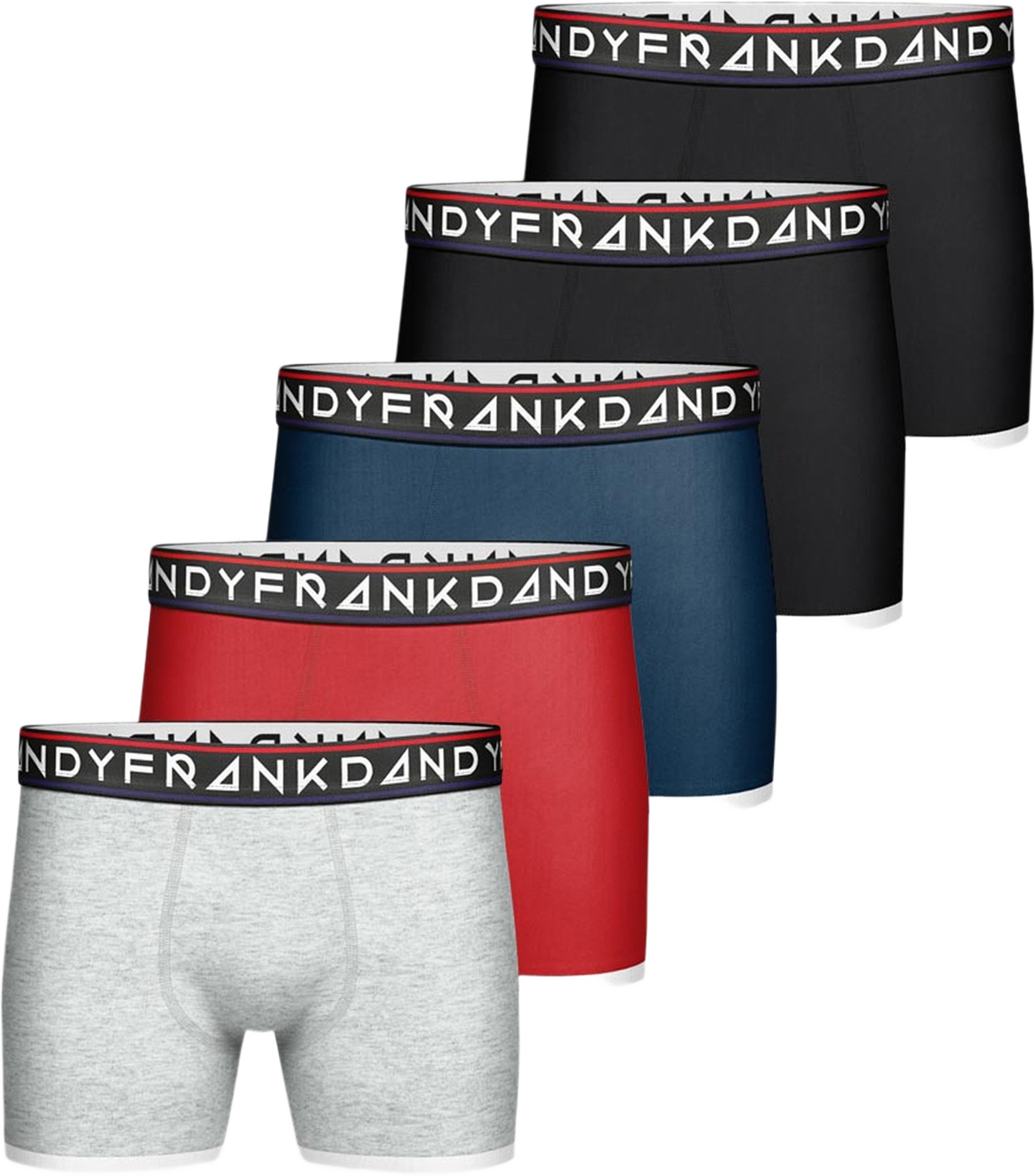 5-p St Paul Bamboo Boxer, från Frank Dandy, i färgen black/black/navy/grey melange/red. Klicka för att öppna bilden i stort format