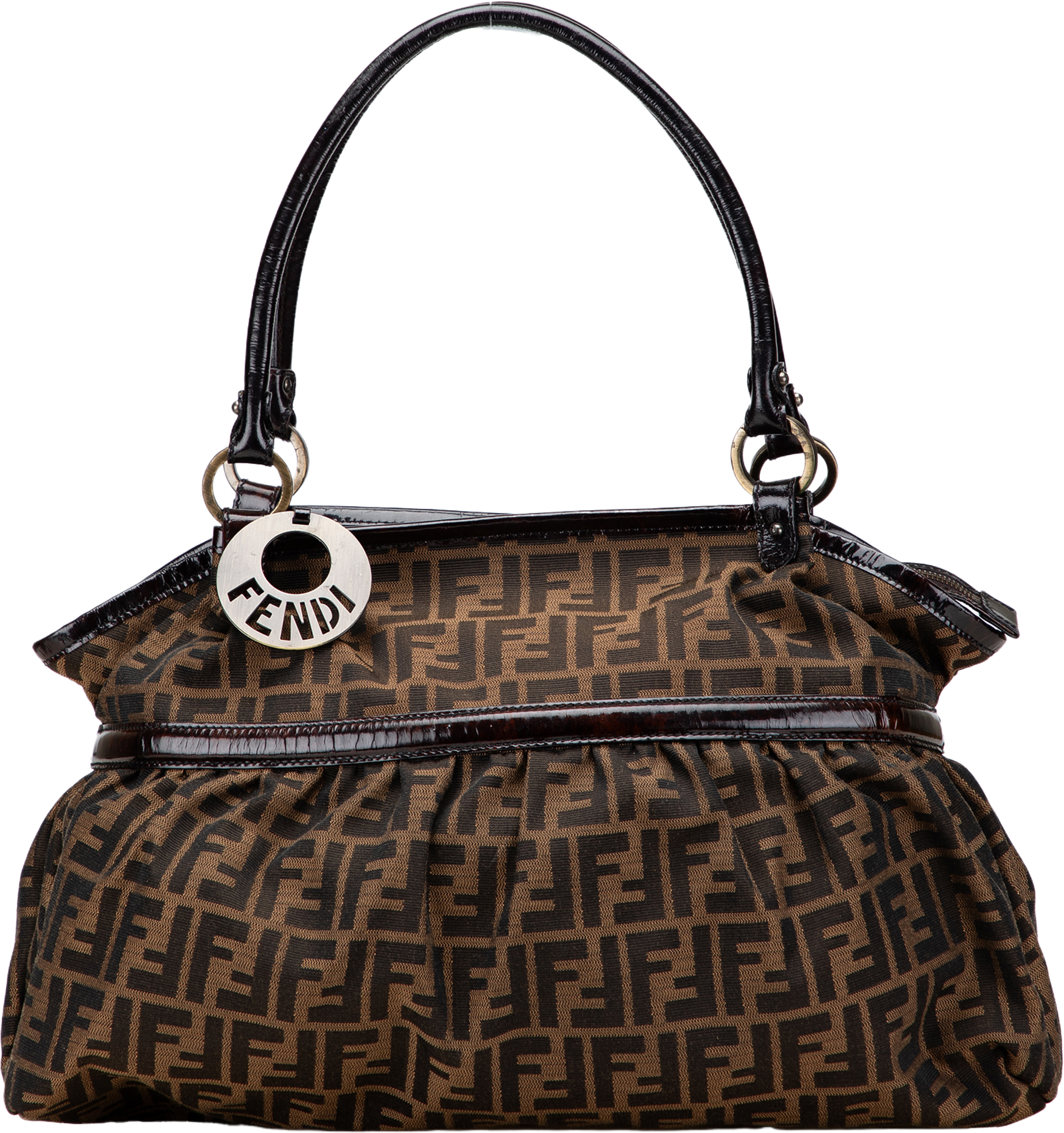 Fendi Large Zucca Canvas Chef Shoulder Bag, från Luxclusif, i färgen brown. Klicka för att öppna bilden i stort format