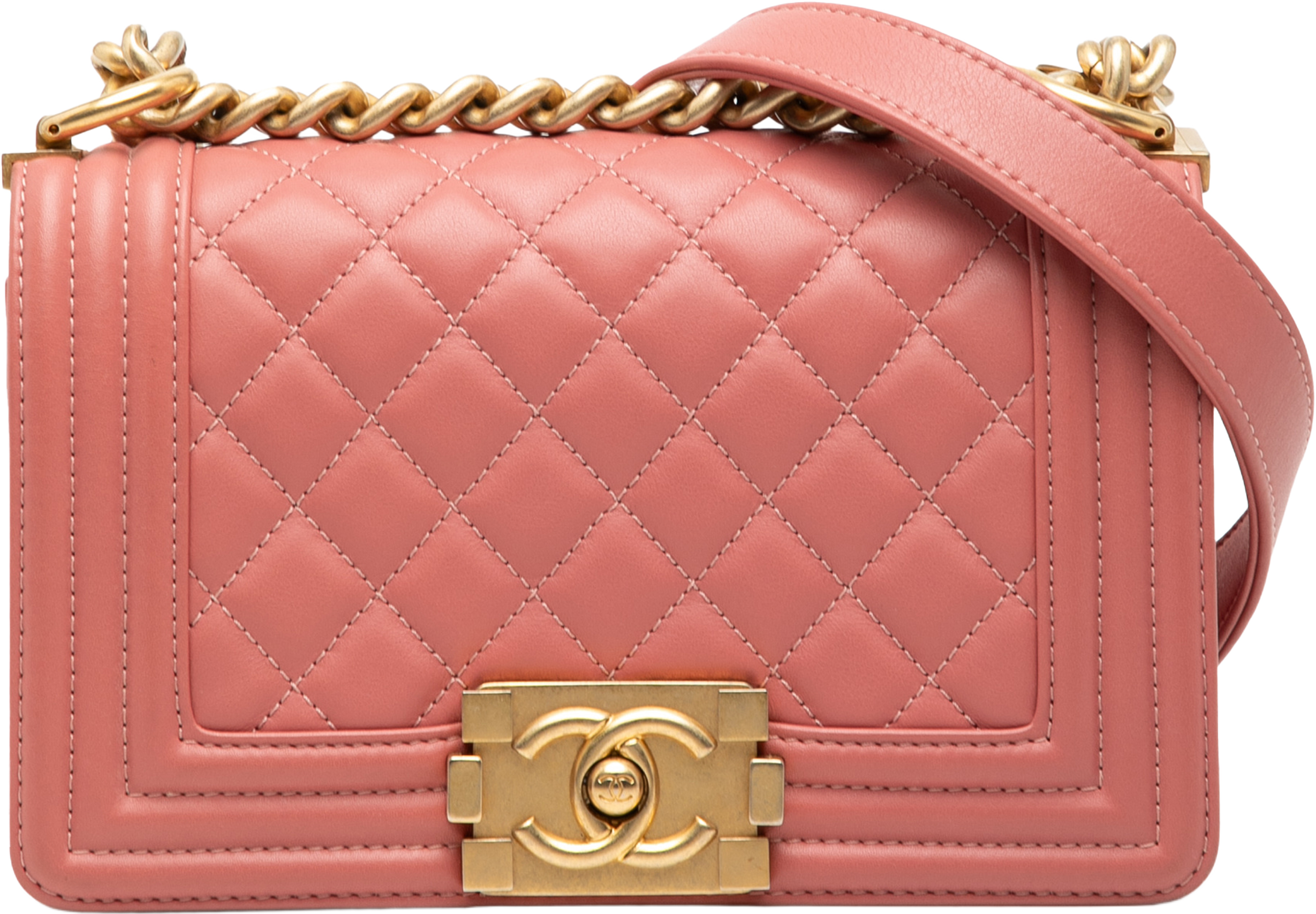 Chanel Small Quilted Lambskin Boy Flap, från Luxclusif, i färgen blush. Klicka för att öppna bilden i stort format