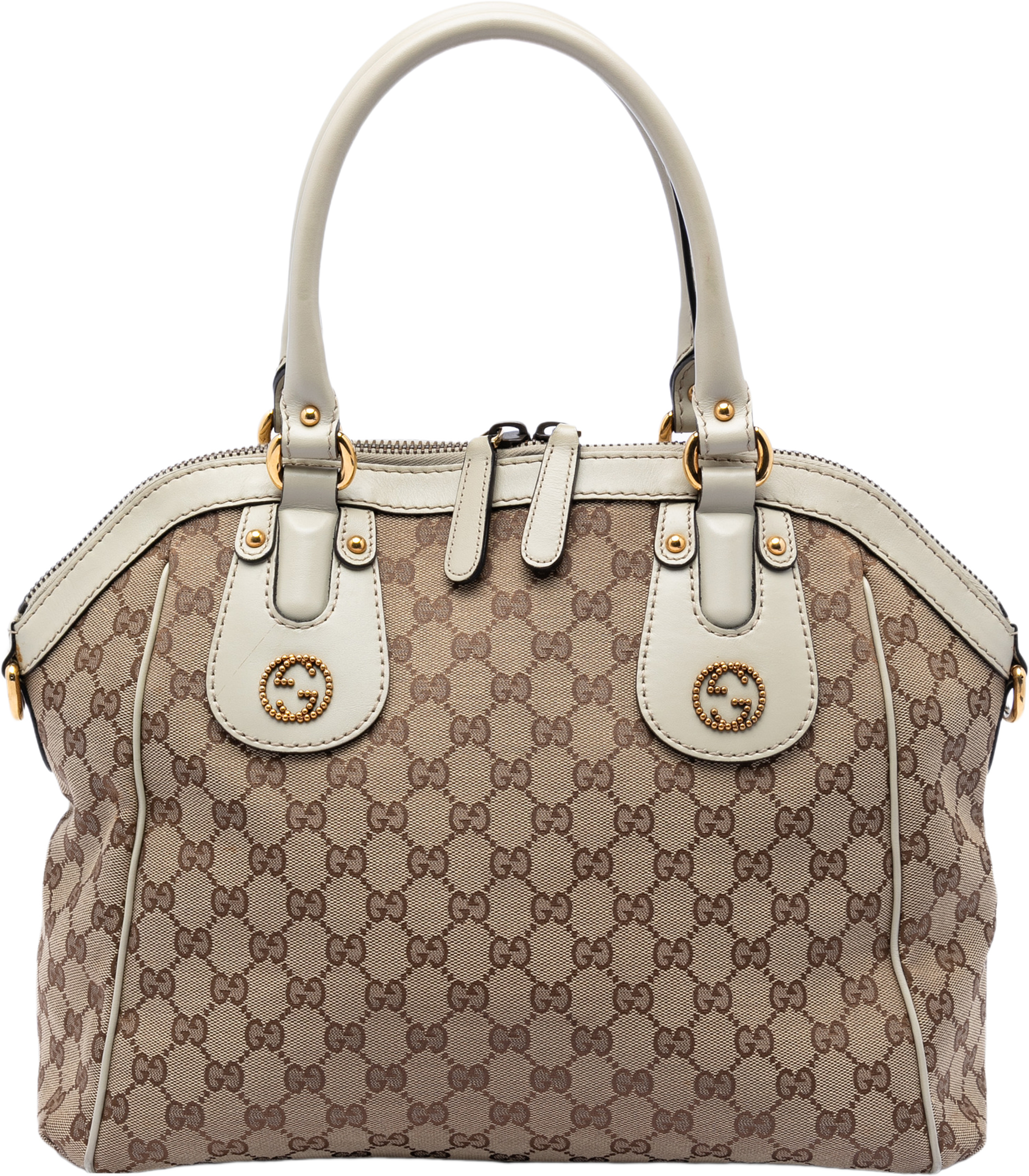 Gucci Gg Canvas Scarlett Satchel, från Luxclusif, i färgen beige. Klicka för att öppna bilden i stort format