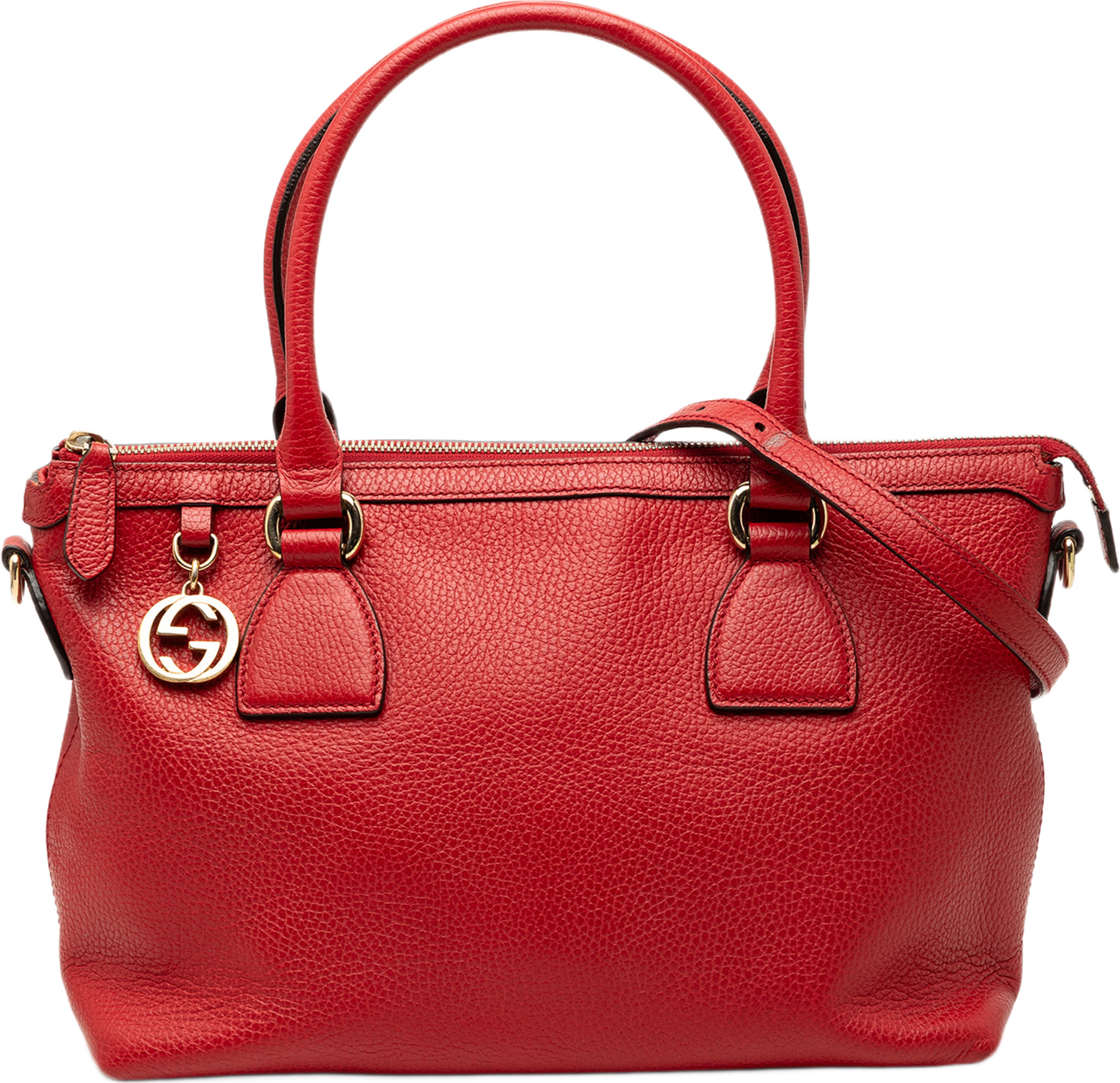 Gucci Dollar Calfskin Gg Charm Satchel, från Luxclusif, i färgen red. Klicka för att öppna bilden i stort format