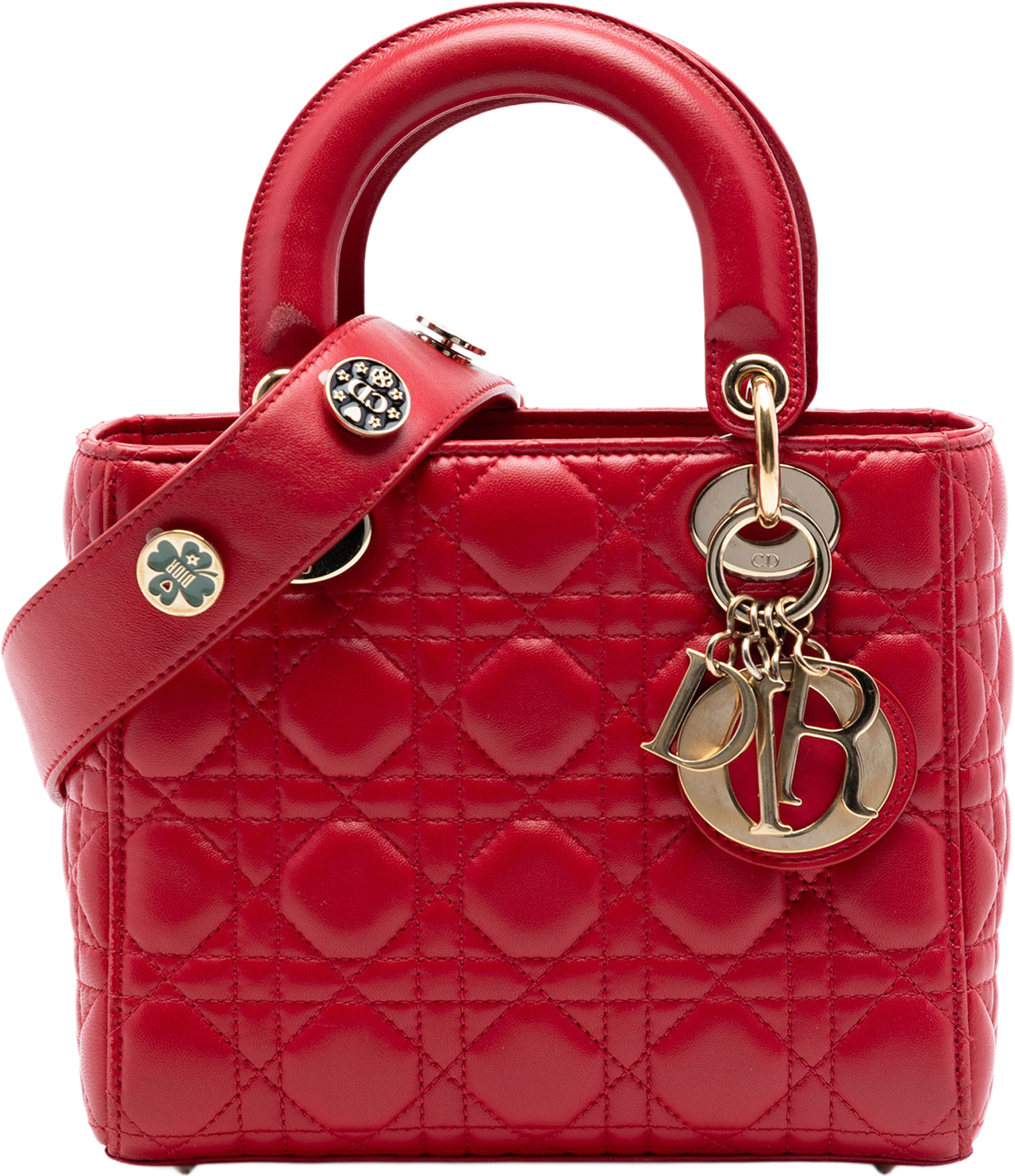 Dior Small Lambskin Cannage Myabcdior Lady Dior, från Luxclusif, i färgen red. Klicka för att öppna bilden i stort format