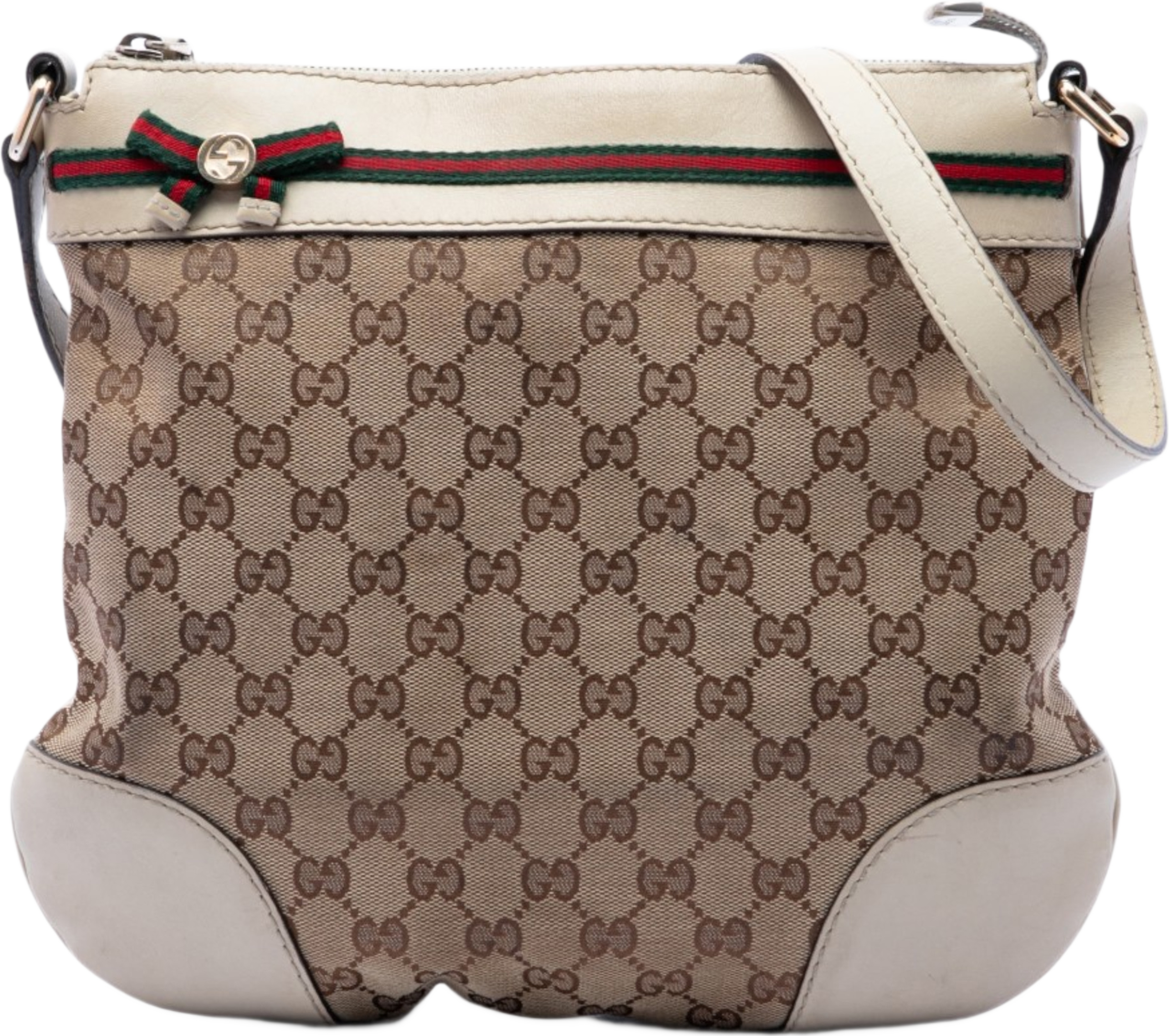 Gucci Gg Canvas Web Mayfair Crossbody, från Luxclusif, i färgen vit. Klicka för att öppna bilden i stort format