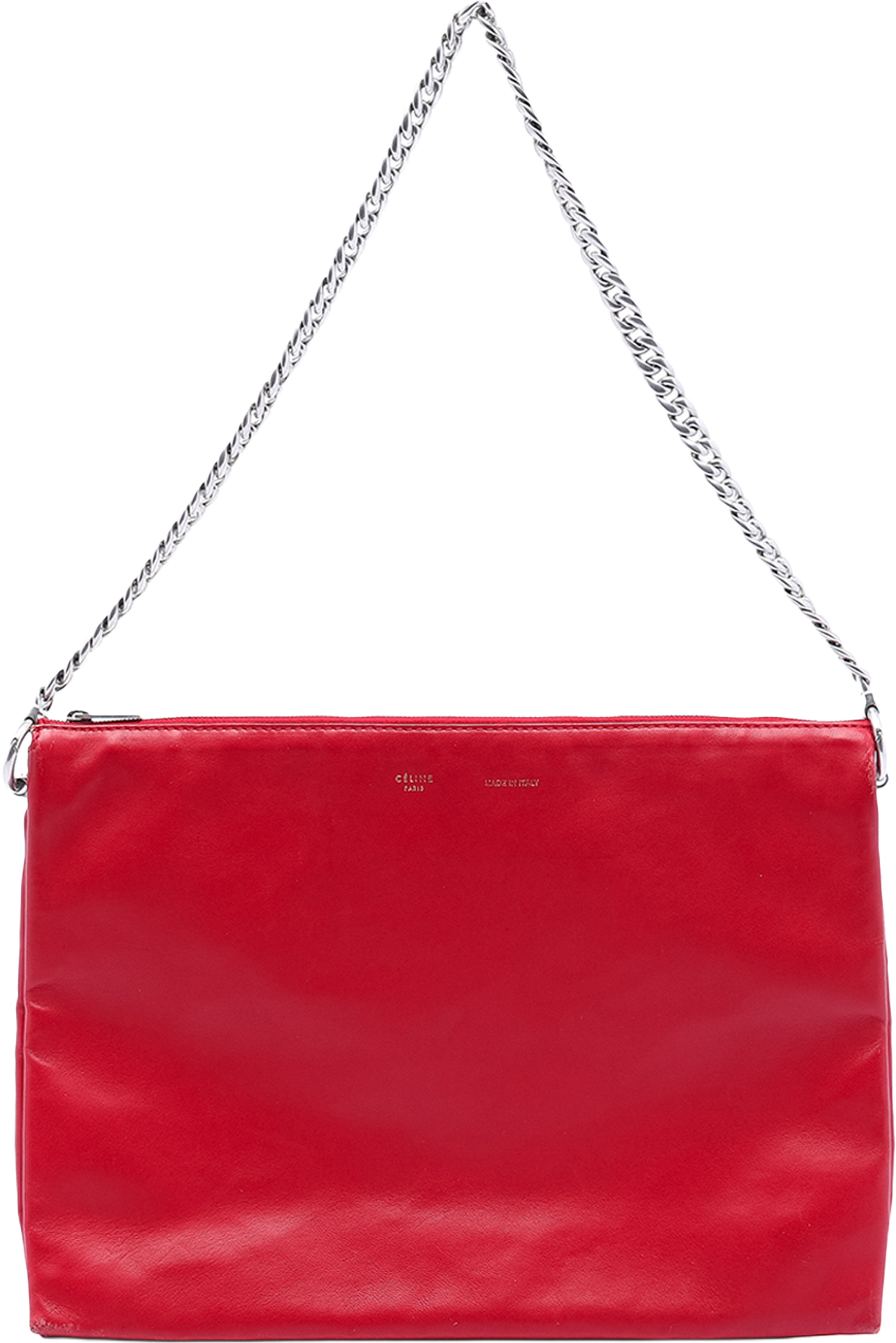 Celine Lambskin Soft Trio Shoulder Bag, från Luxclusif, i färgen red. Klicka för att öppna bilden i stort format