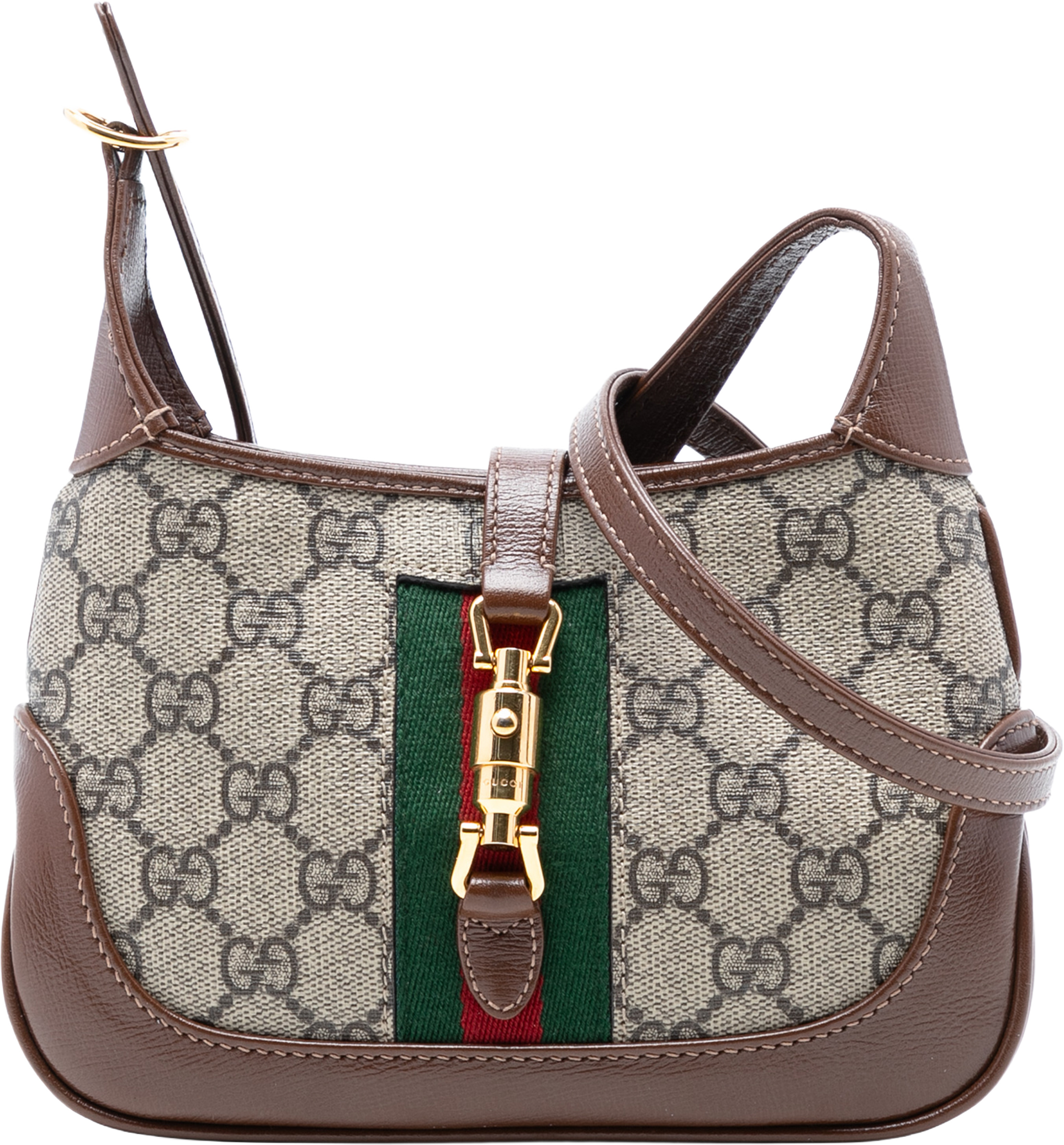 Gucci Mini Gg Supreme Web Jackie 1961 Crossbody, från Luxclusif, i färgen beige. Klicka för att öppna bilden i stort format
