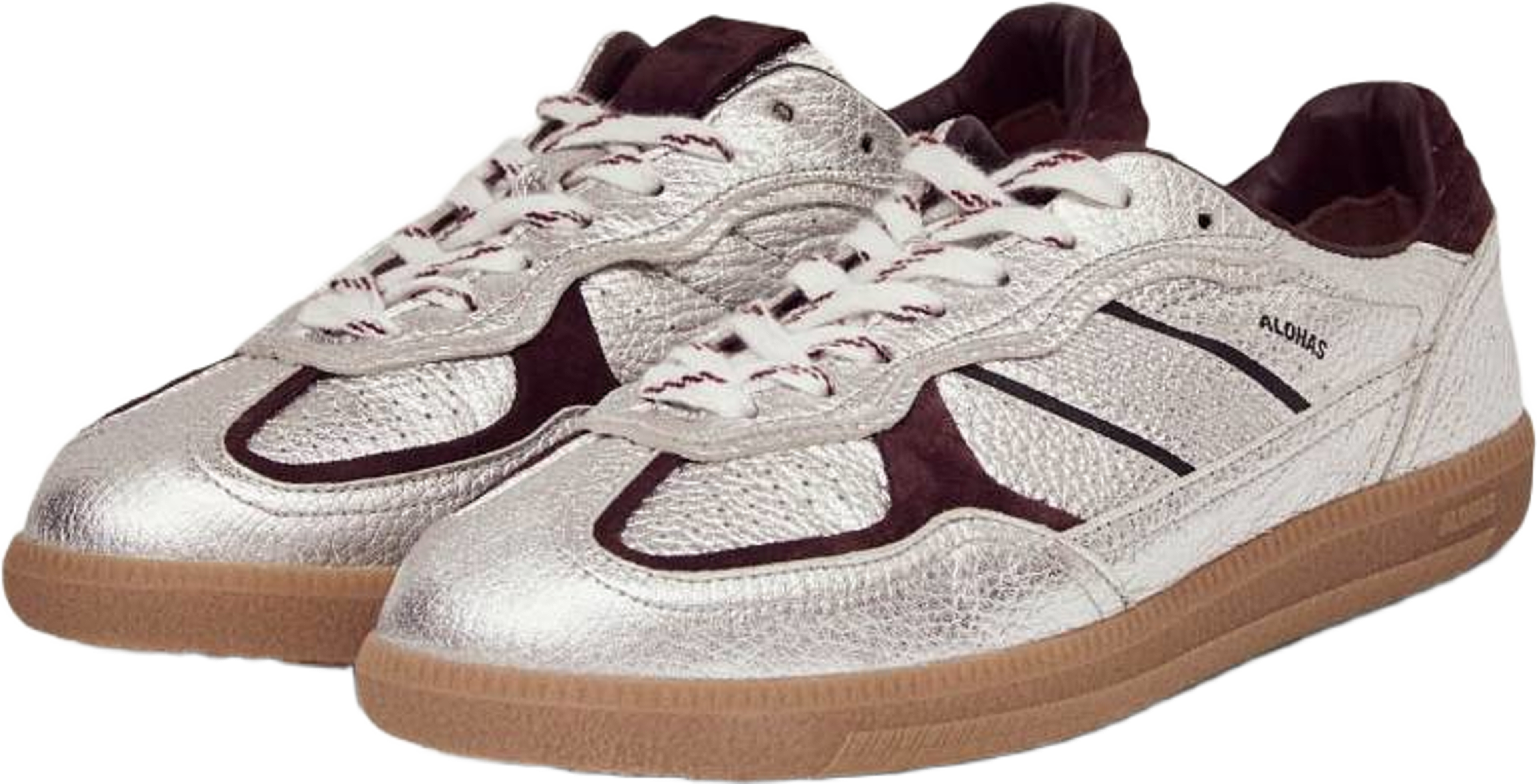 Tb.490 Grain Shimmer Silver & Burgundy Leather Sneakers, från Alohas, i färgen shimmer silver burgundy. Klicka för att öppna bilden i stort format
