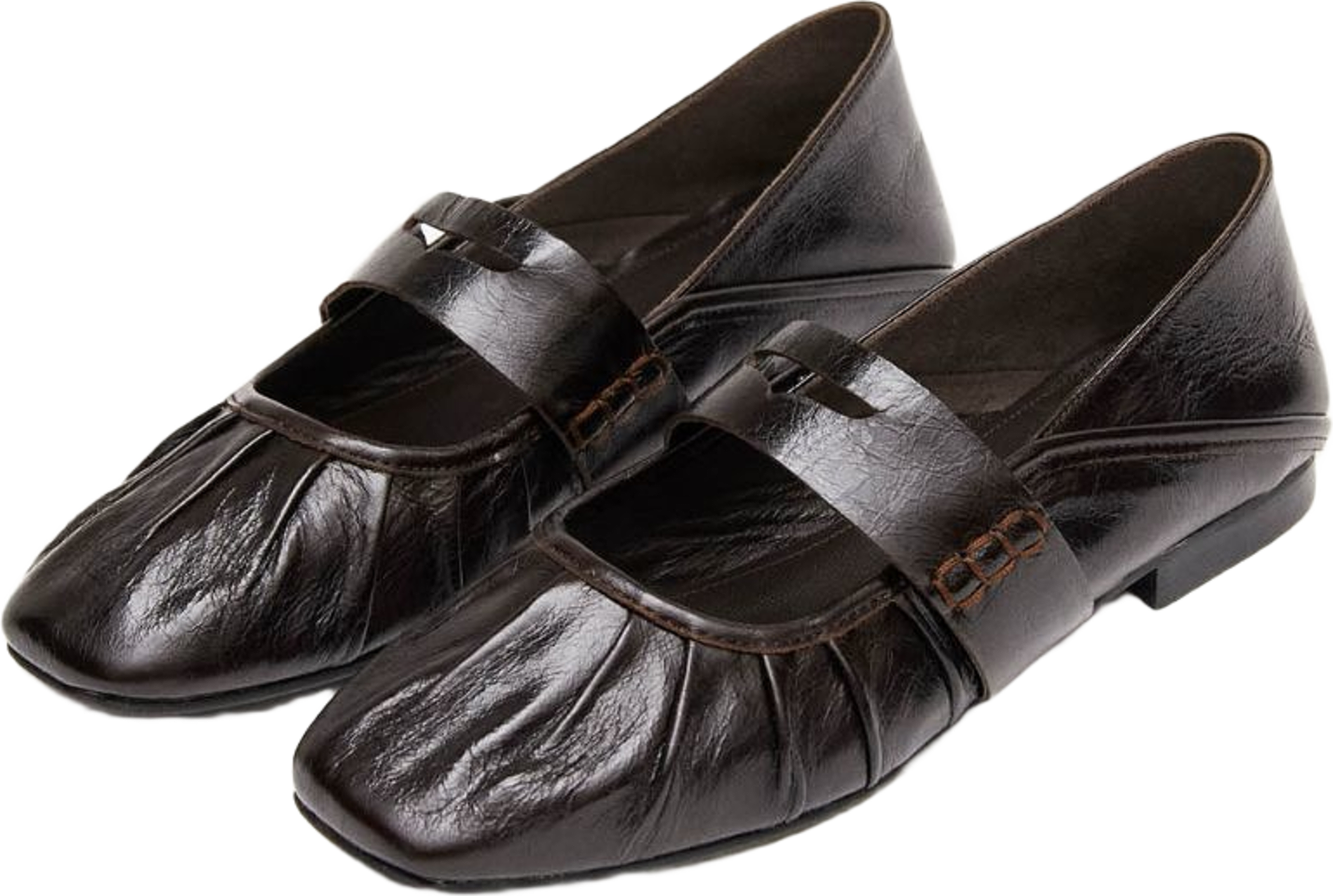 Bargo Brown Leather Ballet Flats