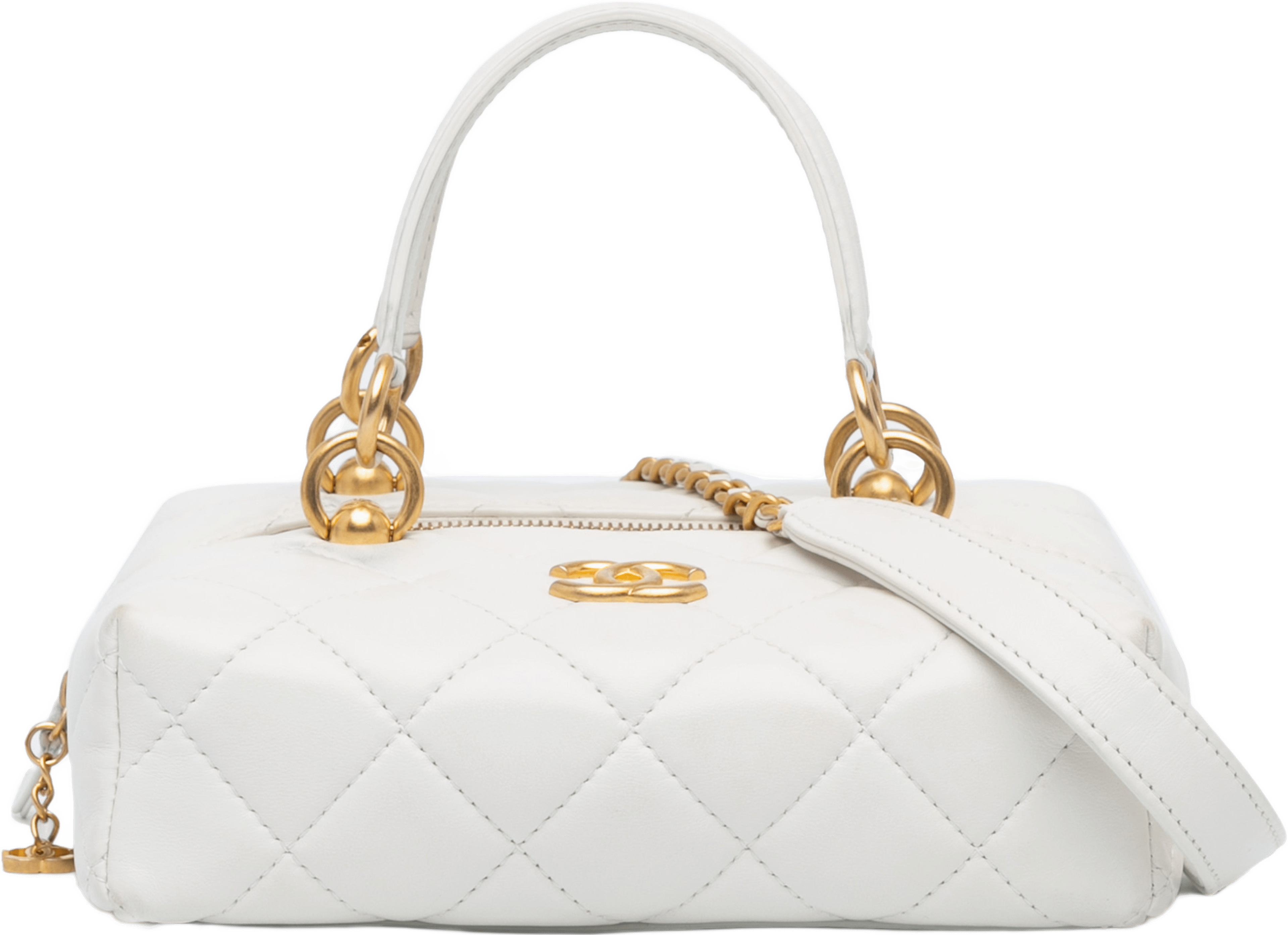 Chanel Métiers D'art Cc Quilted Lambskin Box With Top Handle Bag