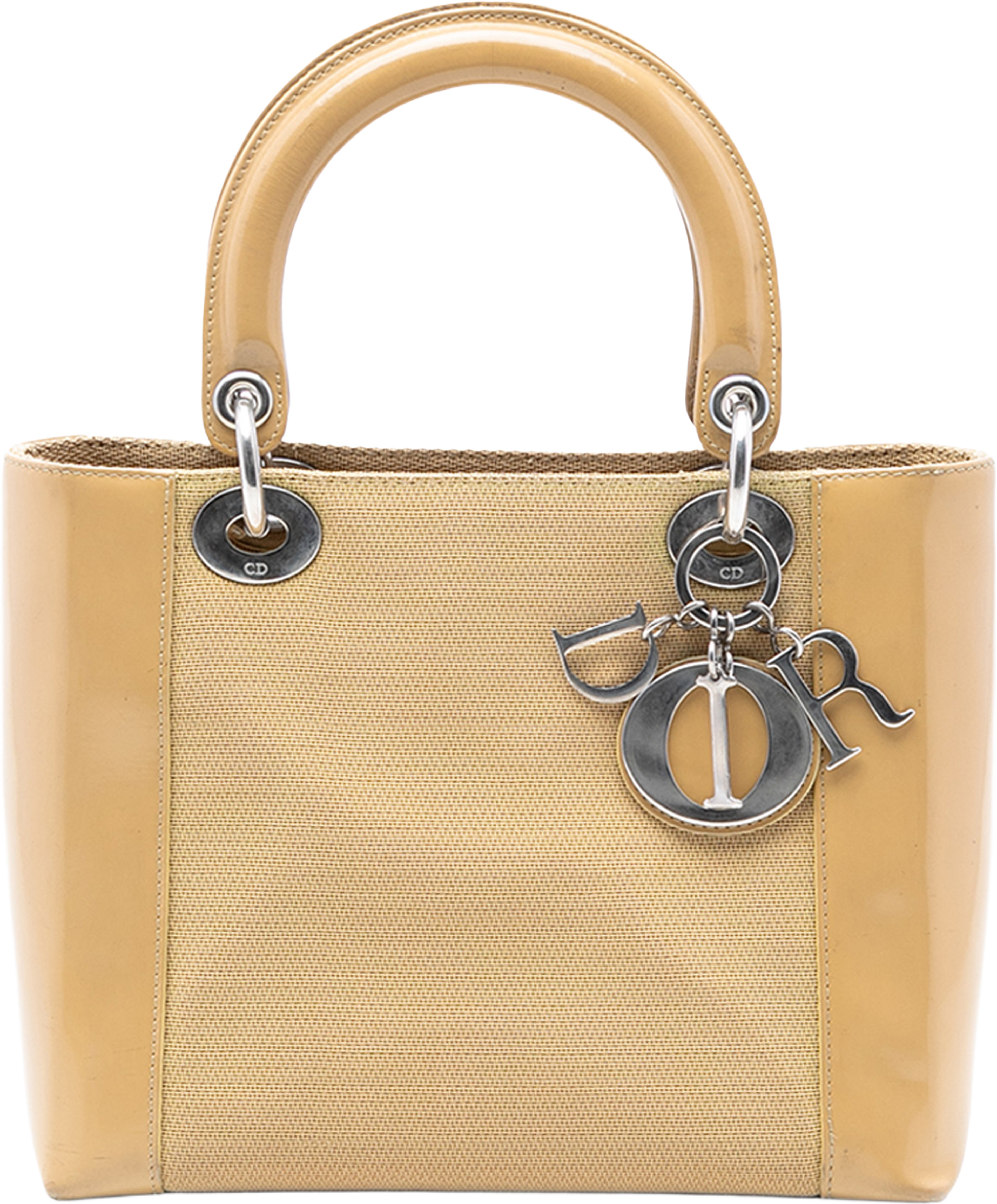 Dior Medium Canvas Lady Dior, från Luxclusif, i färgen beige. Klicka för att öppna bilden i stort format