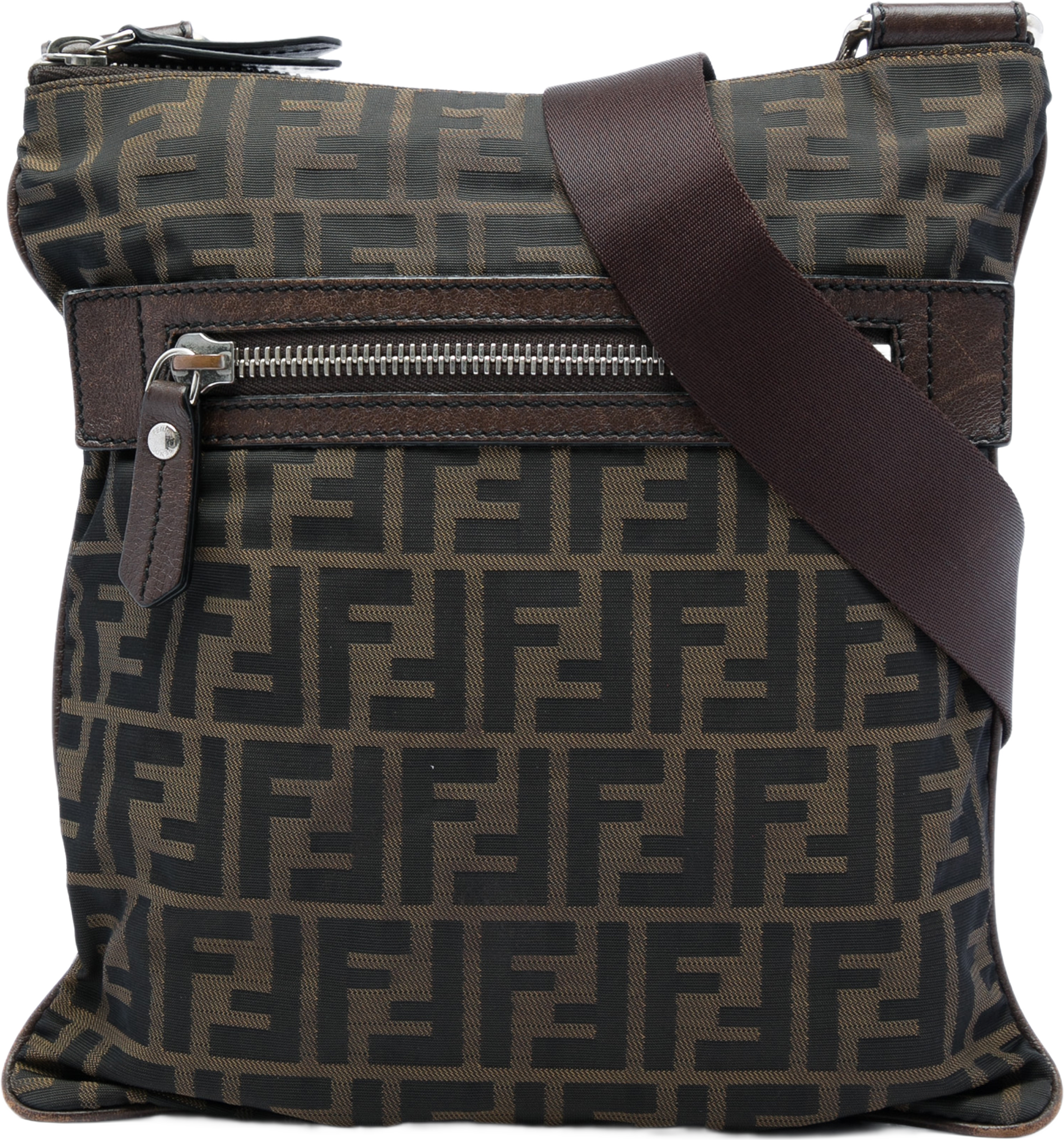 Fendi Zucca Canvas Crossbody, från Luxclusif, i färgen brun. Klicka för att öppna bilden i stort format