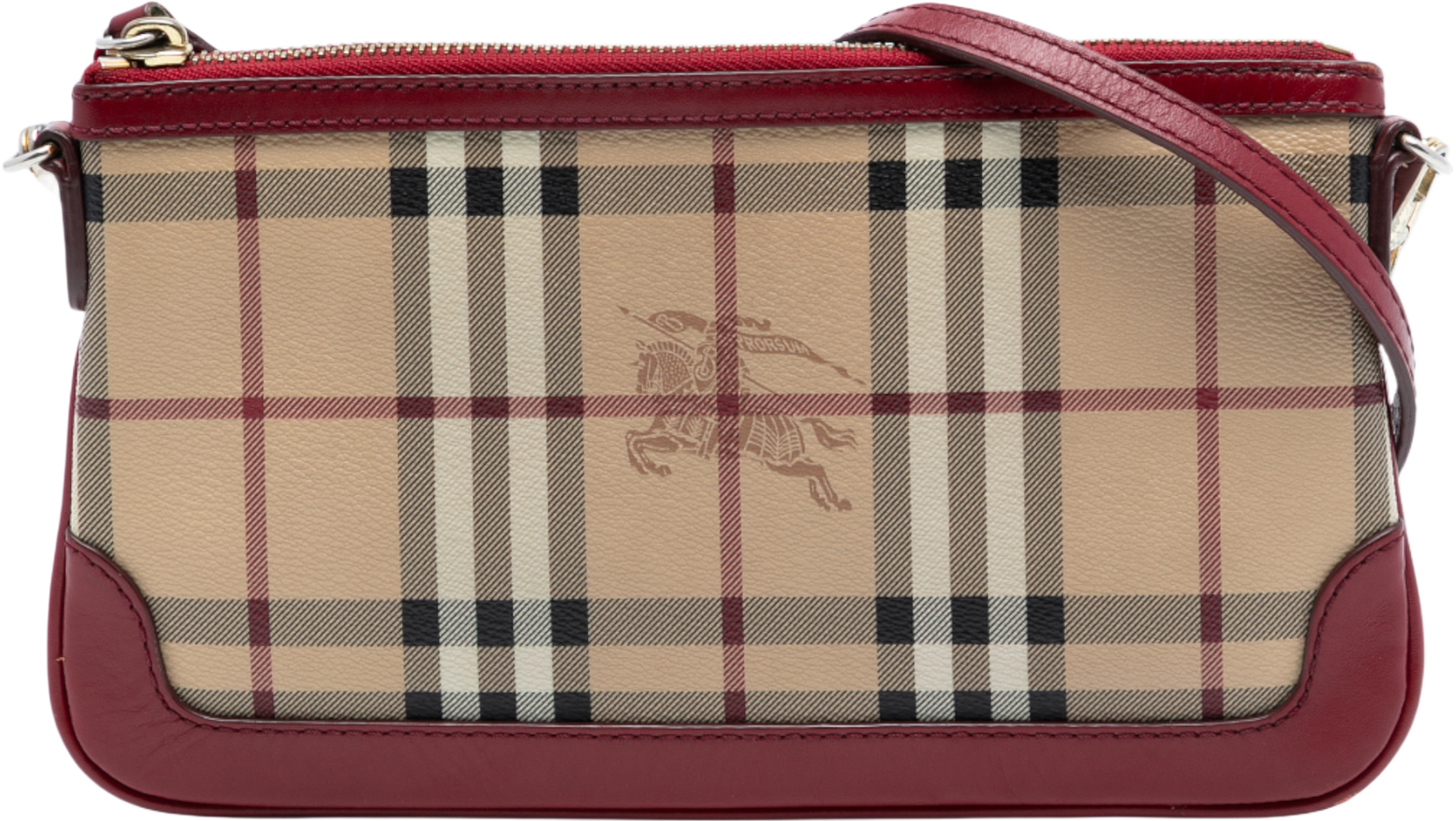 Burberry Haymarket Check Coated Canvas Peyton Crossbody, från Luxclusif, i färgen beige. Klicka för att öppna bilden i stort format
