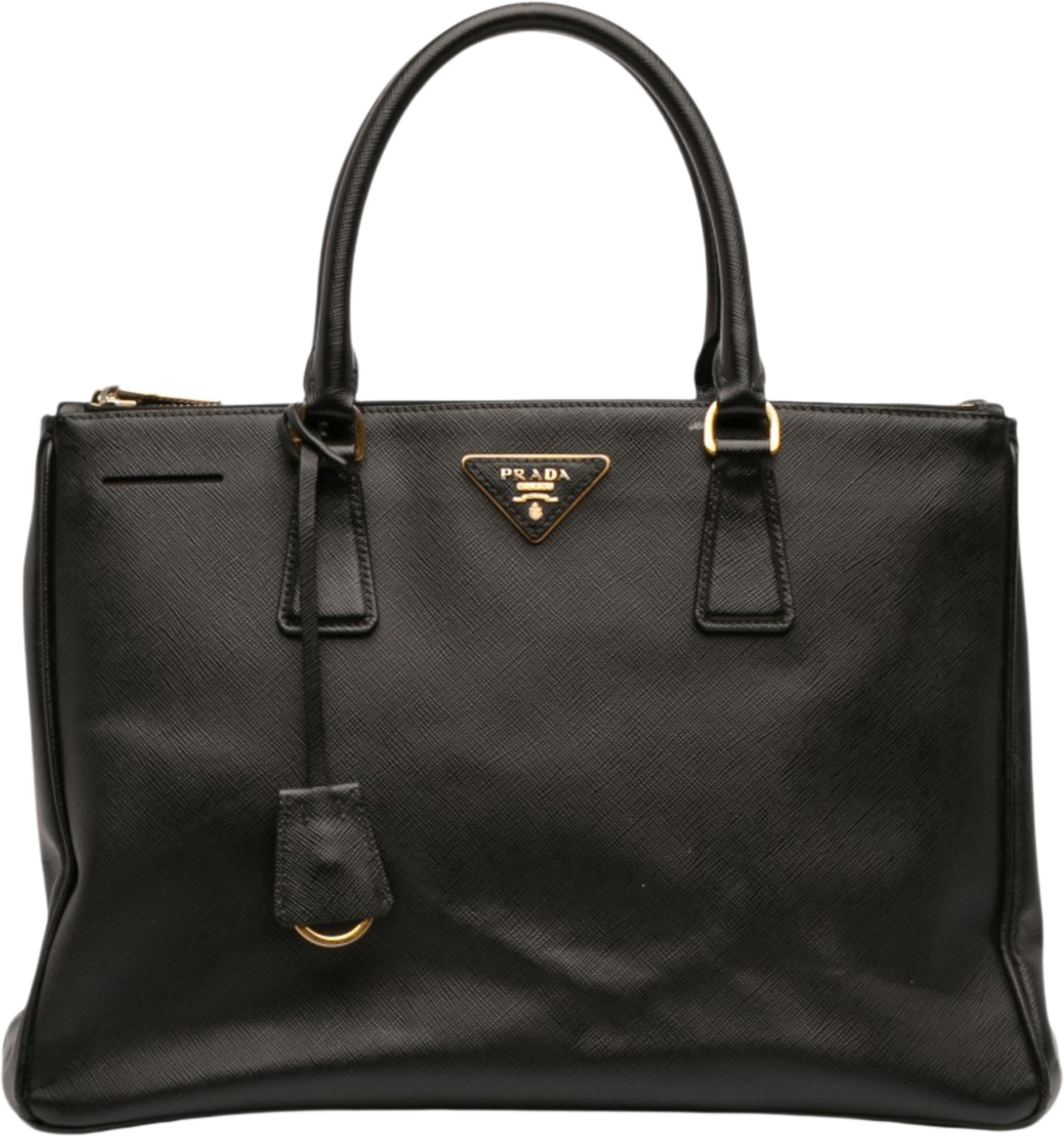 Prada Medium Saffiano Lux Galleria Double Zip Satchel, från Luxclusif, i färgen black. Klicka för att öppna bilden i stort format