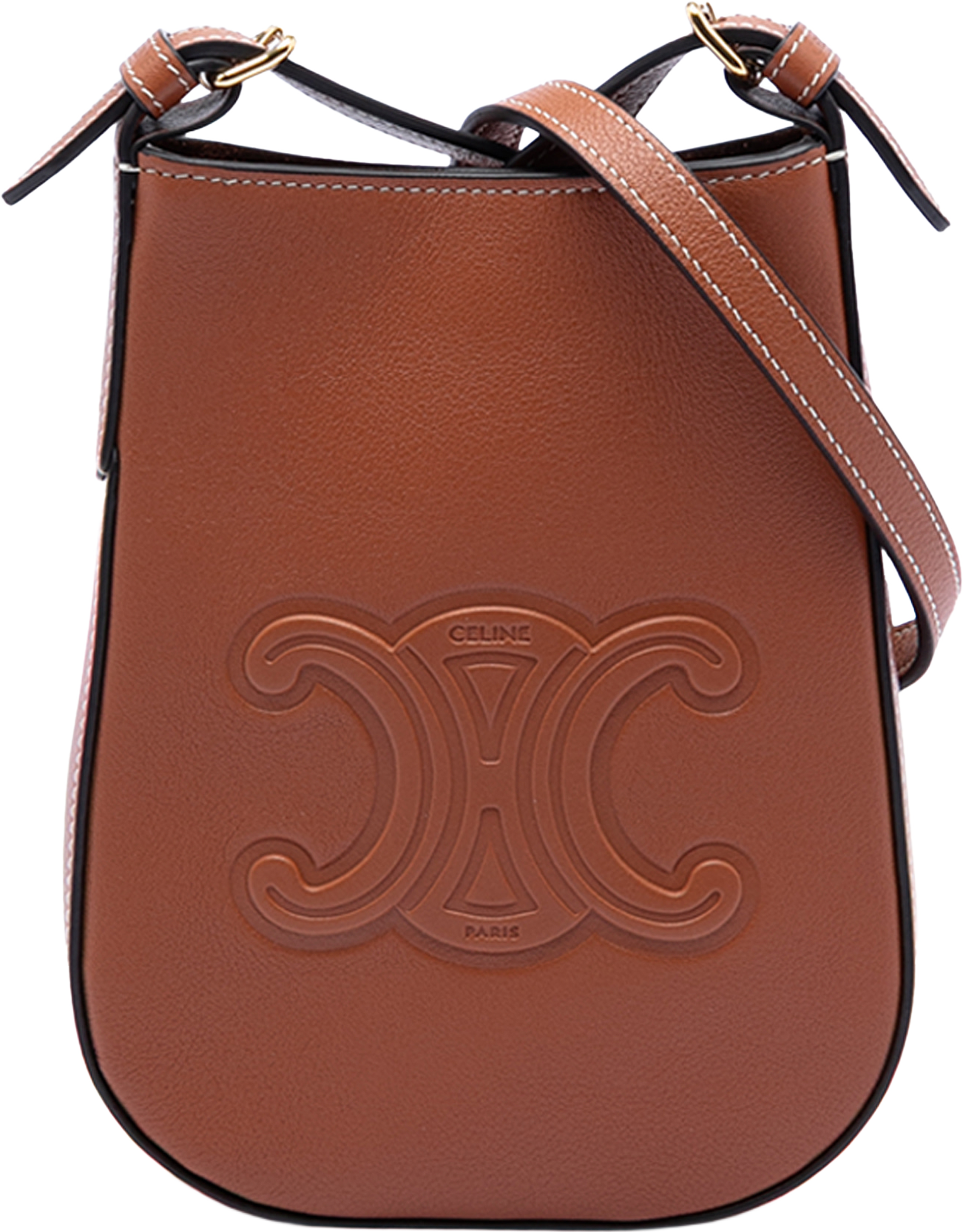 Celine Supple Calfskin Heloise Phone Pouch, från Luxclusif, i färgen brown. Klicka för att öppna bilden i stort format