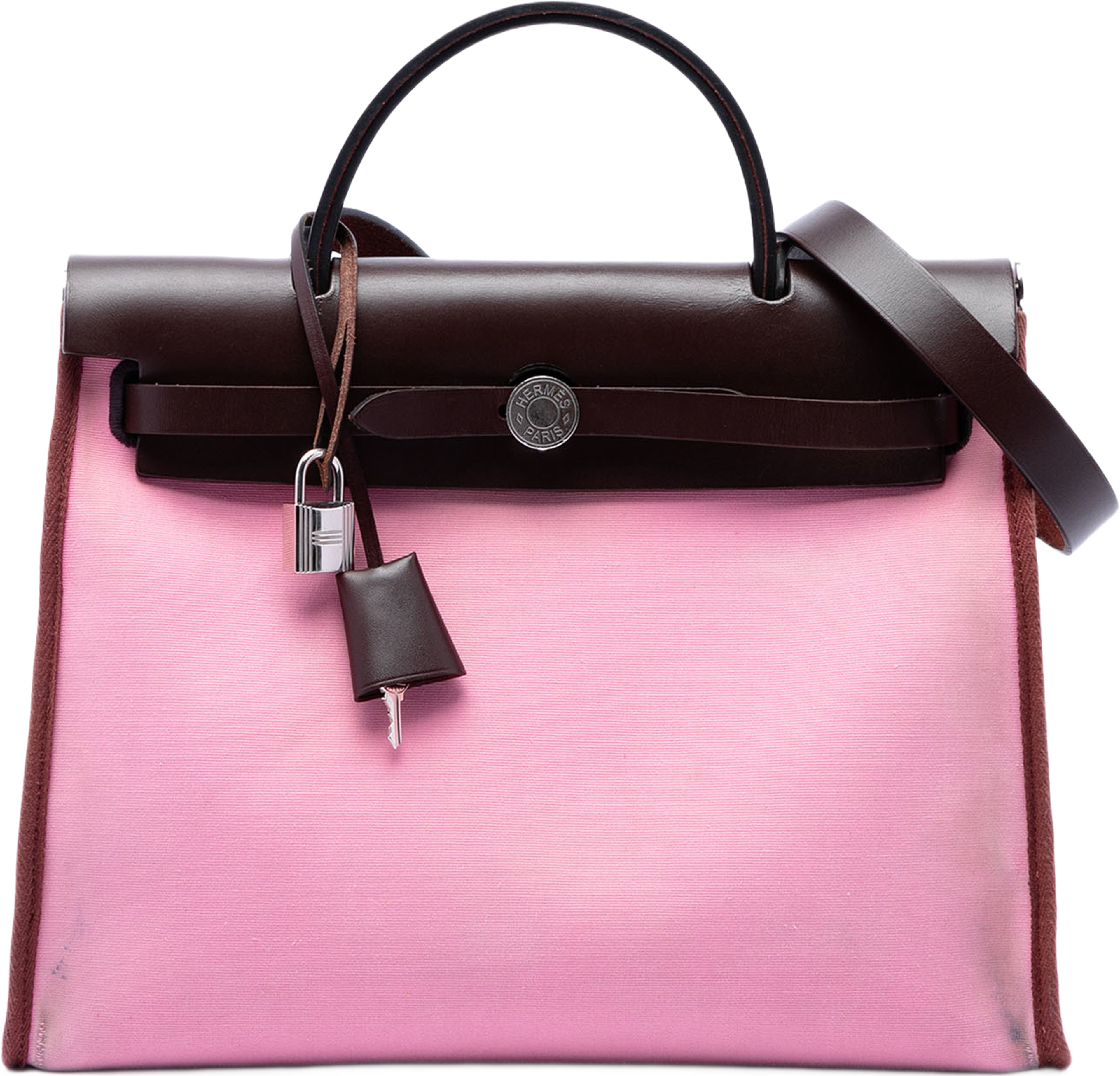 Hermès Toile Verso Herbag Zip 31, från Luxclusif, i färgen rosa. Klicka för att öppna bilden i stort format