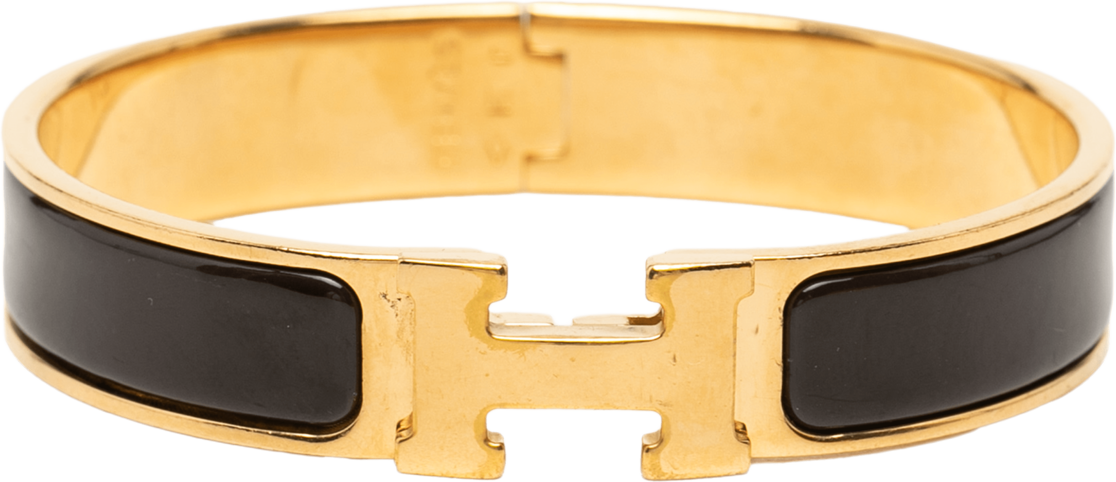 Hermès Narrow Enamel Clic H Bracelet Pm, från Luxclusif, i färgen svart. Klicka för att öppna bilden i stort format