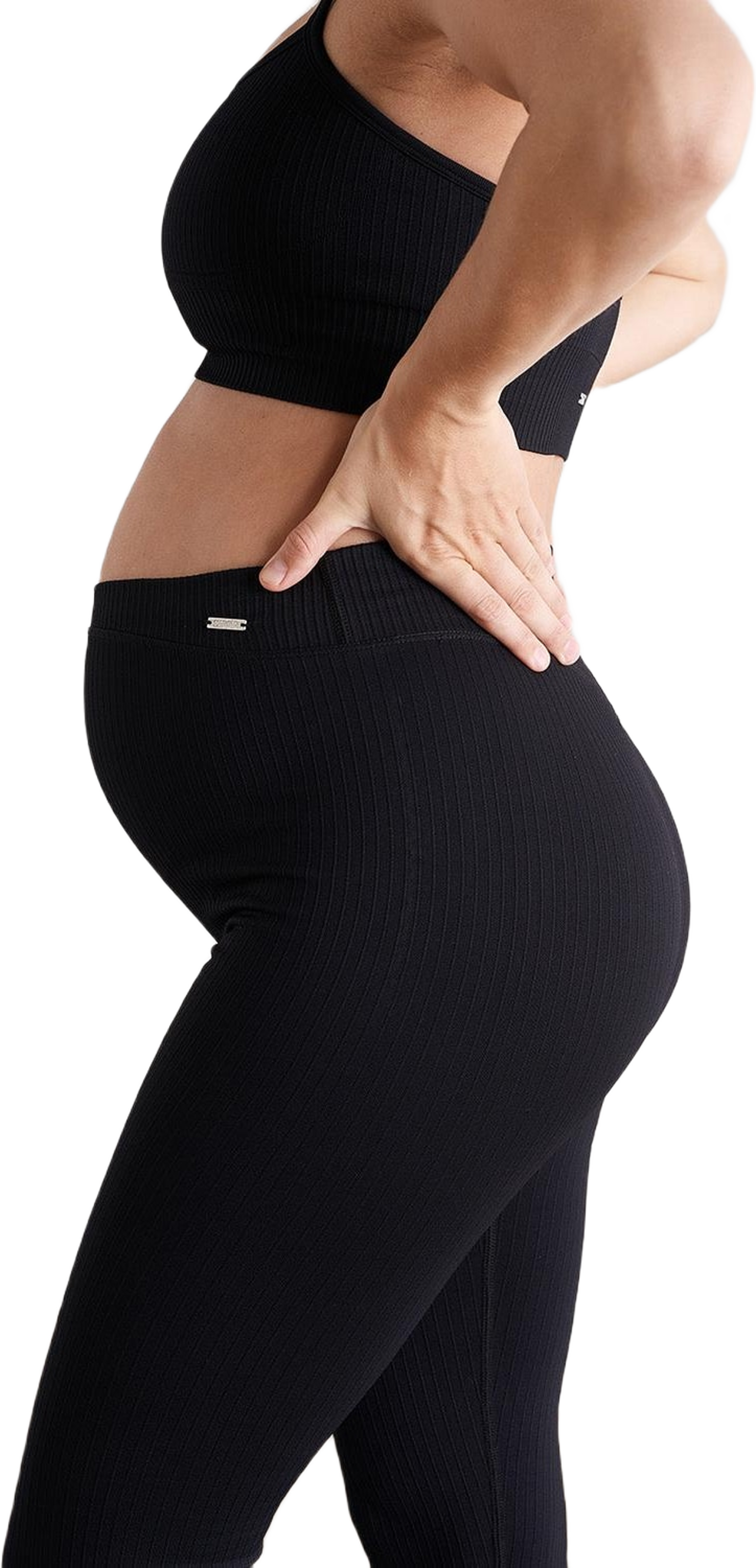 Black Maternity Ribbed Seamless Tights