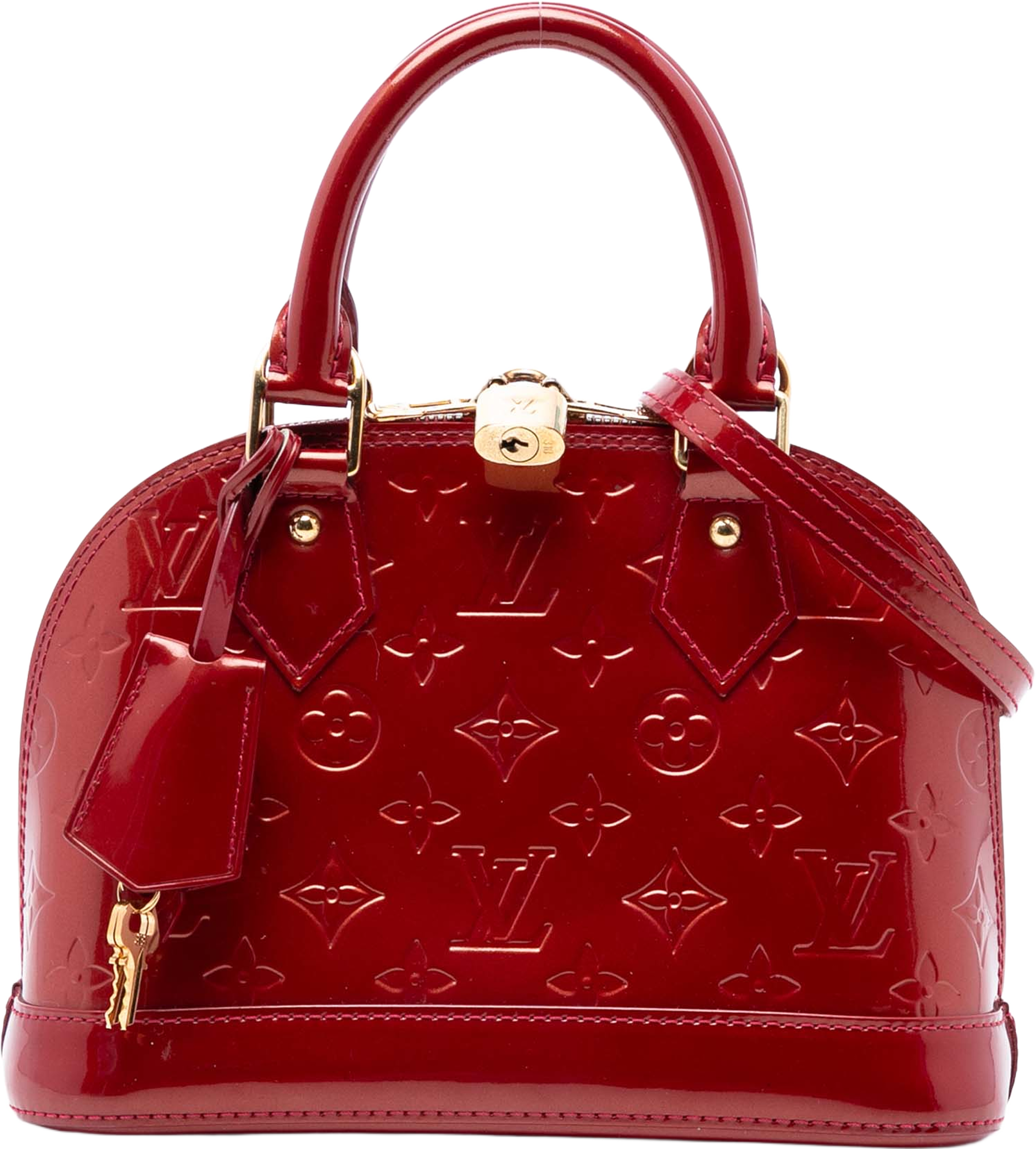Louis Vuitton Monogram Vernis Alma Bb, från Luxclusif, i färgen red. Klicka för att öppna bilden i stort format