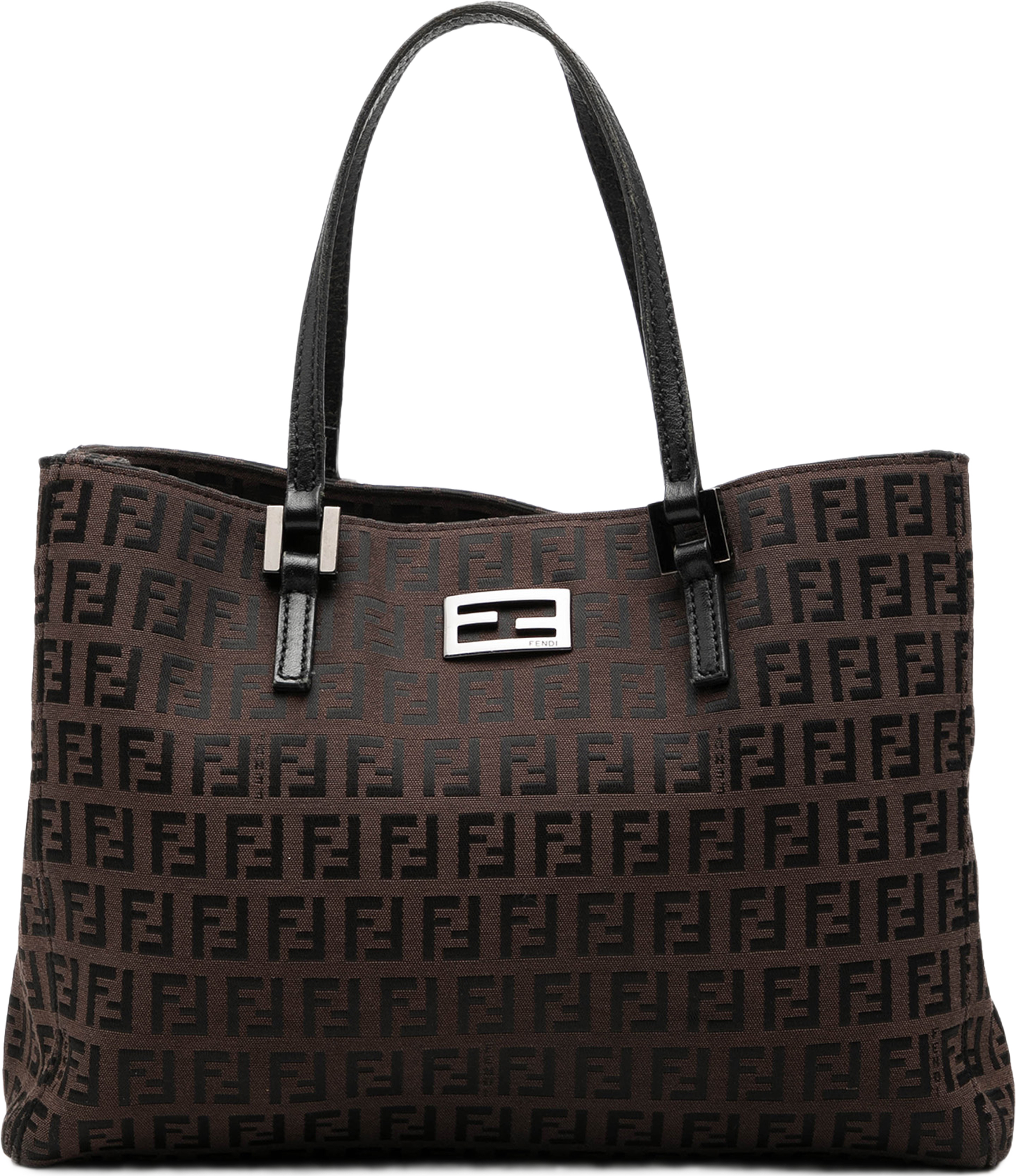 Fendi Zucchino Canvas Tote, från Luxclusif, i färgen dark brown. Klicka för att öppna bilden i stort format