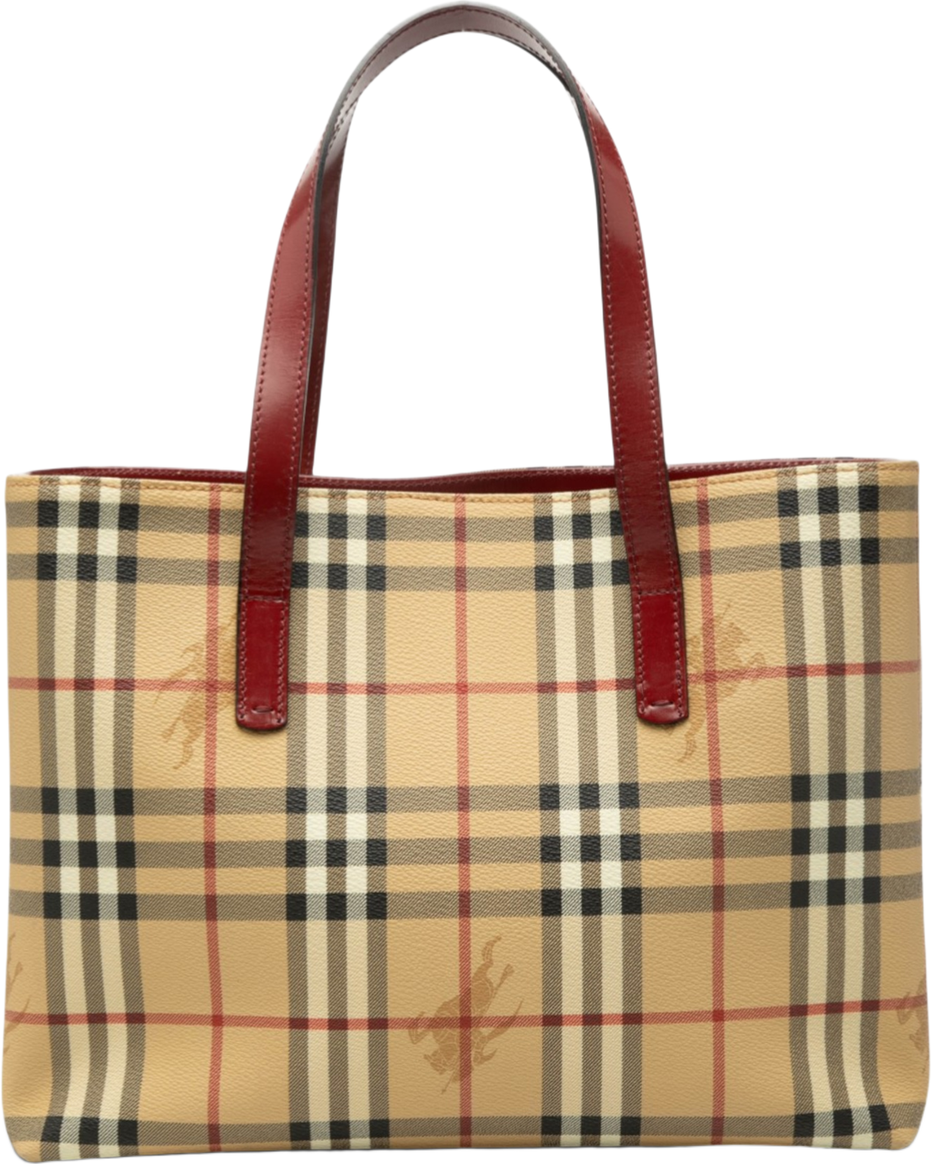 Burberry Haymarket Check Coated Canvas Tote, från Luxclusif, i färgen beige. Klicka för att öppna bilden i stort format