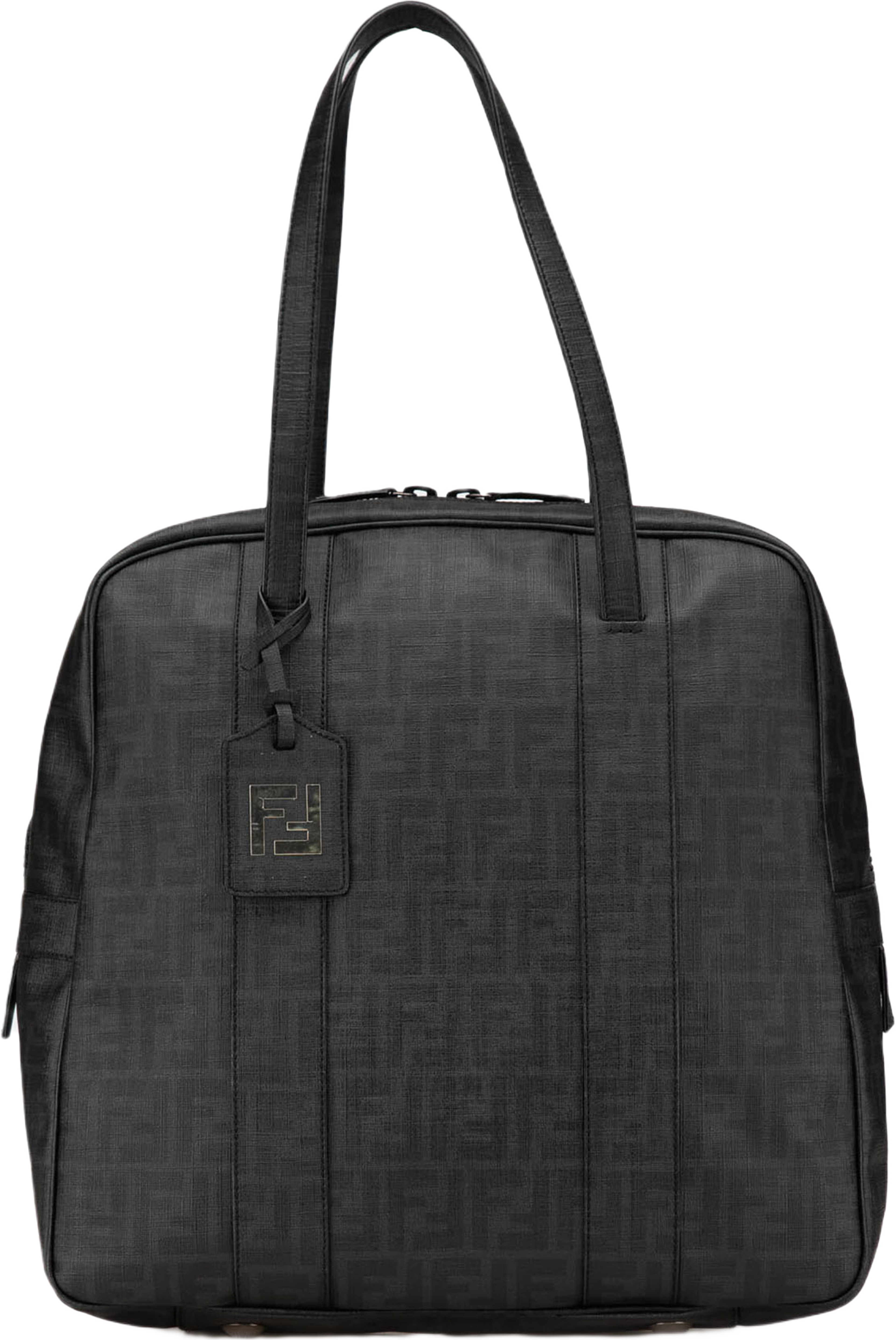 Fendi Zucca Coated Canvas Handbag, från Luxclusif, i färgen dark gray. Klicka för att öppna bilden i stort format