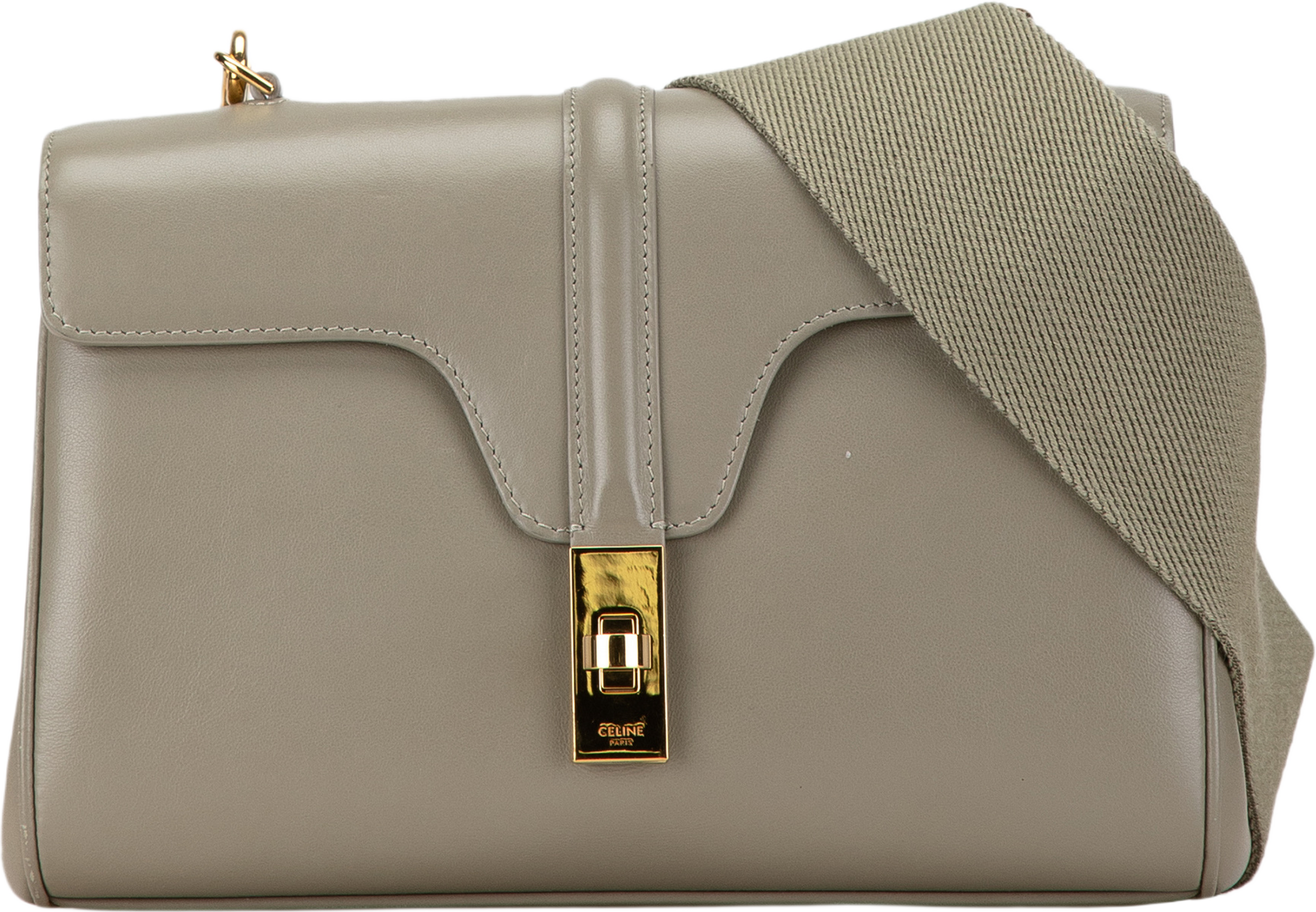 Celine Teen Smooth Calfskin Soft 16 Crossbody, från Luxclusif, i färgen light green. Klicka för att öppna bilden i stort format