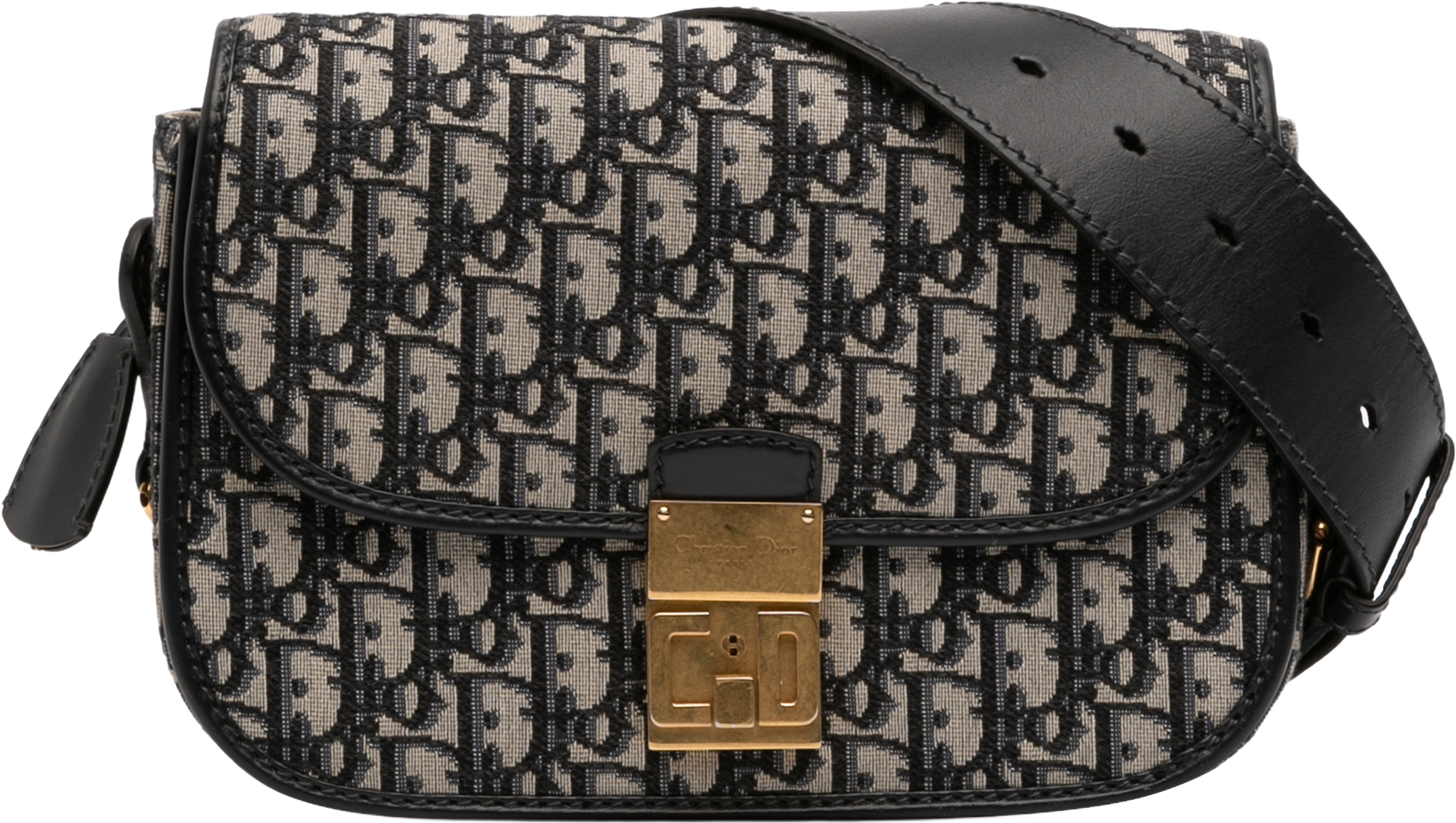 Dior Oblique Canvas Flap Crossbody, från Luxclusif, i färgen navy. Klicka för att öppna bilden i stort format