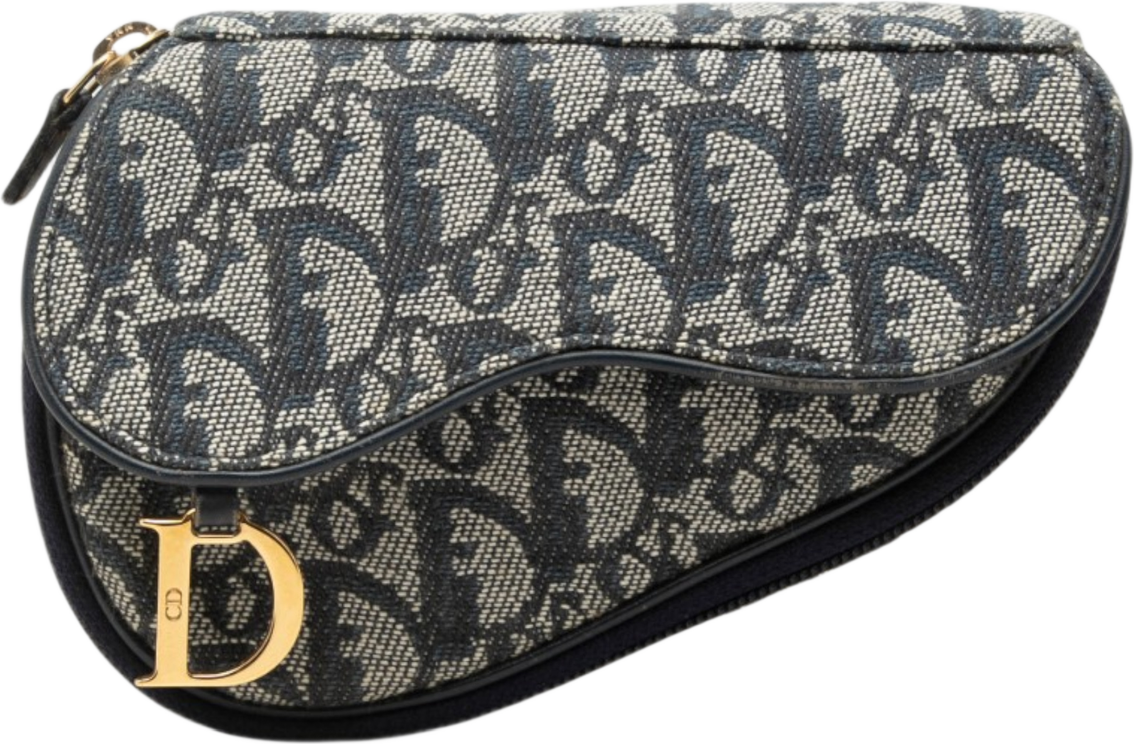 Dior Diorissimo Canvas Saddle Pouch, från Luxclusif, i färgen blå. Klicka för att öppna bilden i stort format