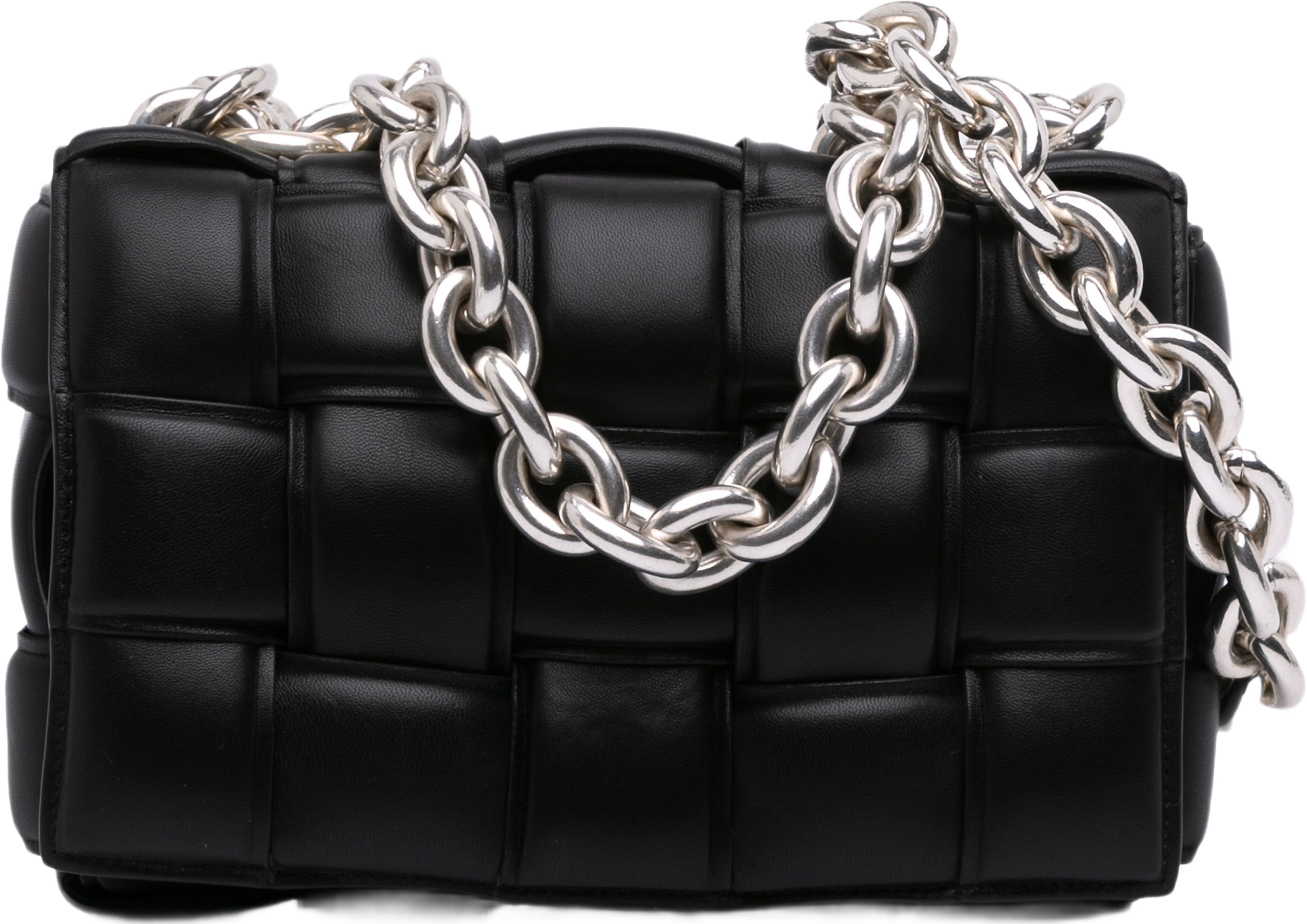 Bottega Veneta Nappa Intrecciato Padded Chain Cassette Satchel, från Luxclusif, i färgen black. Klicka för att öppna bilden i stort format