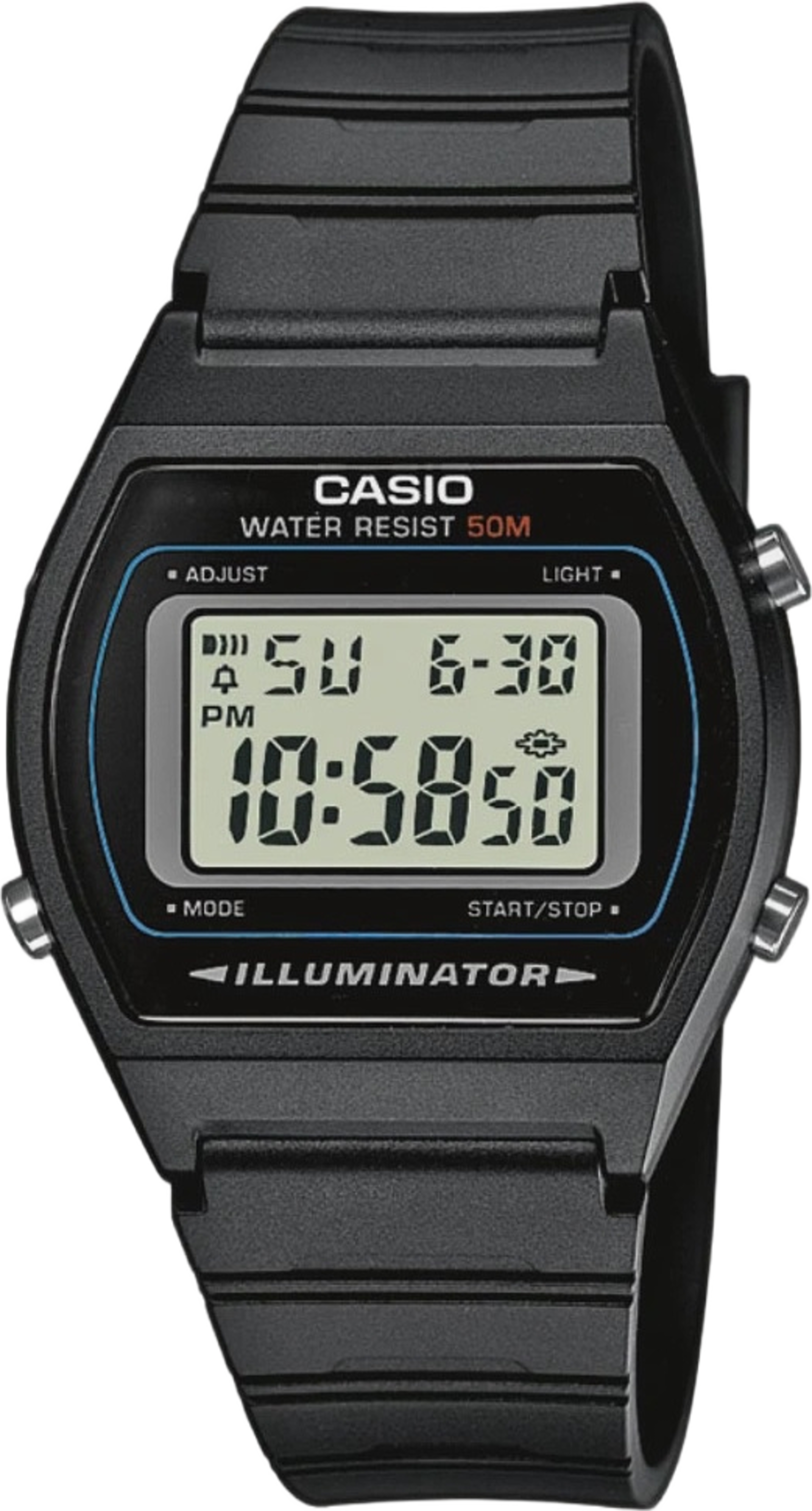 Casio Timeless Svart/svart, Plastband - W-202-1avef, från Casio, i färgen 1. Klicka för att öppna bilden i stort format