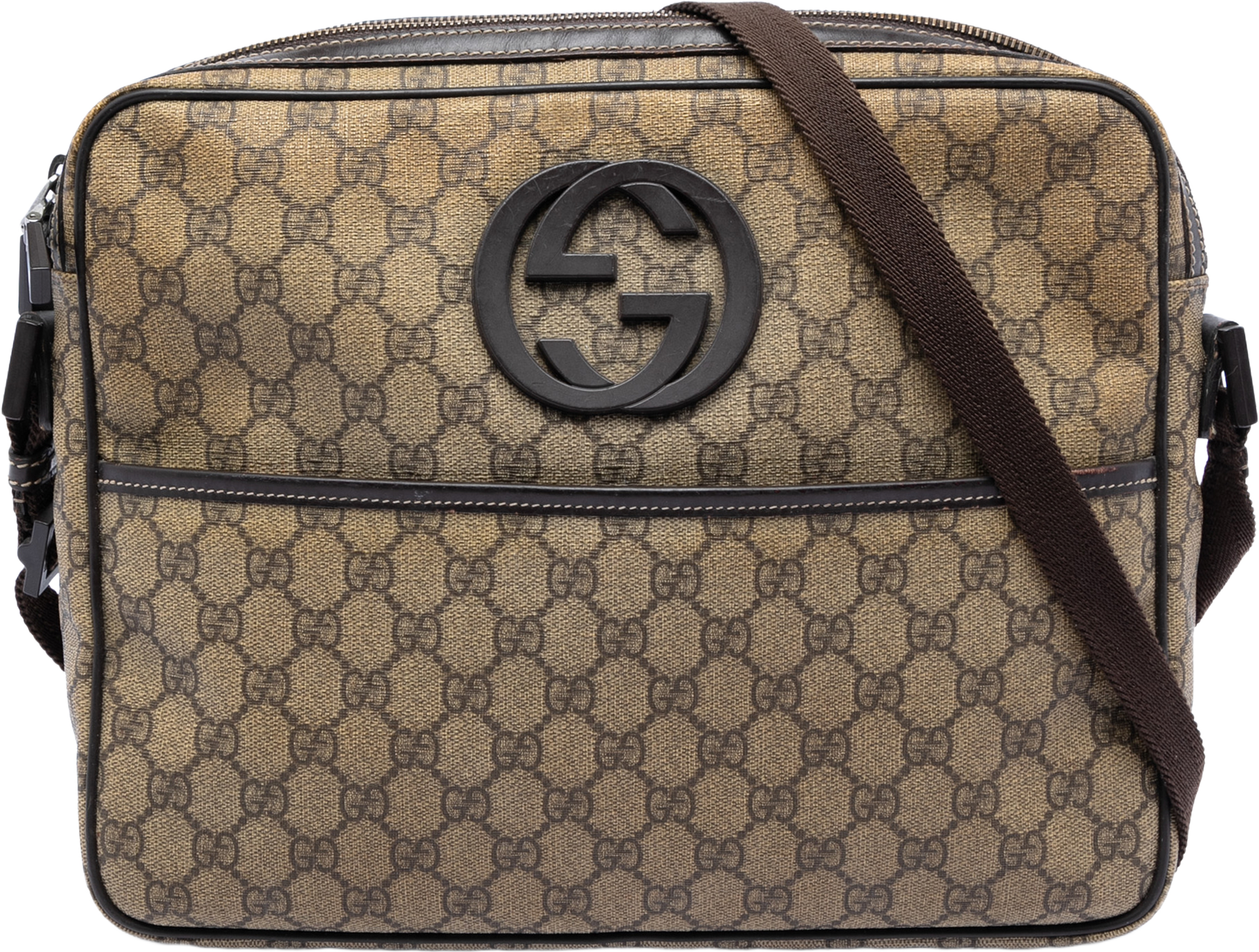 Gucci Gg Supreme Interlocking G Crossbody, från Luxclusif, i färgen beige. Klicka för att öppna bilden i stort format