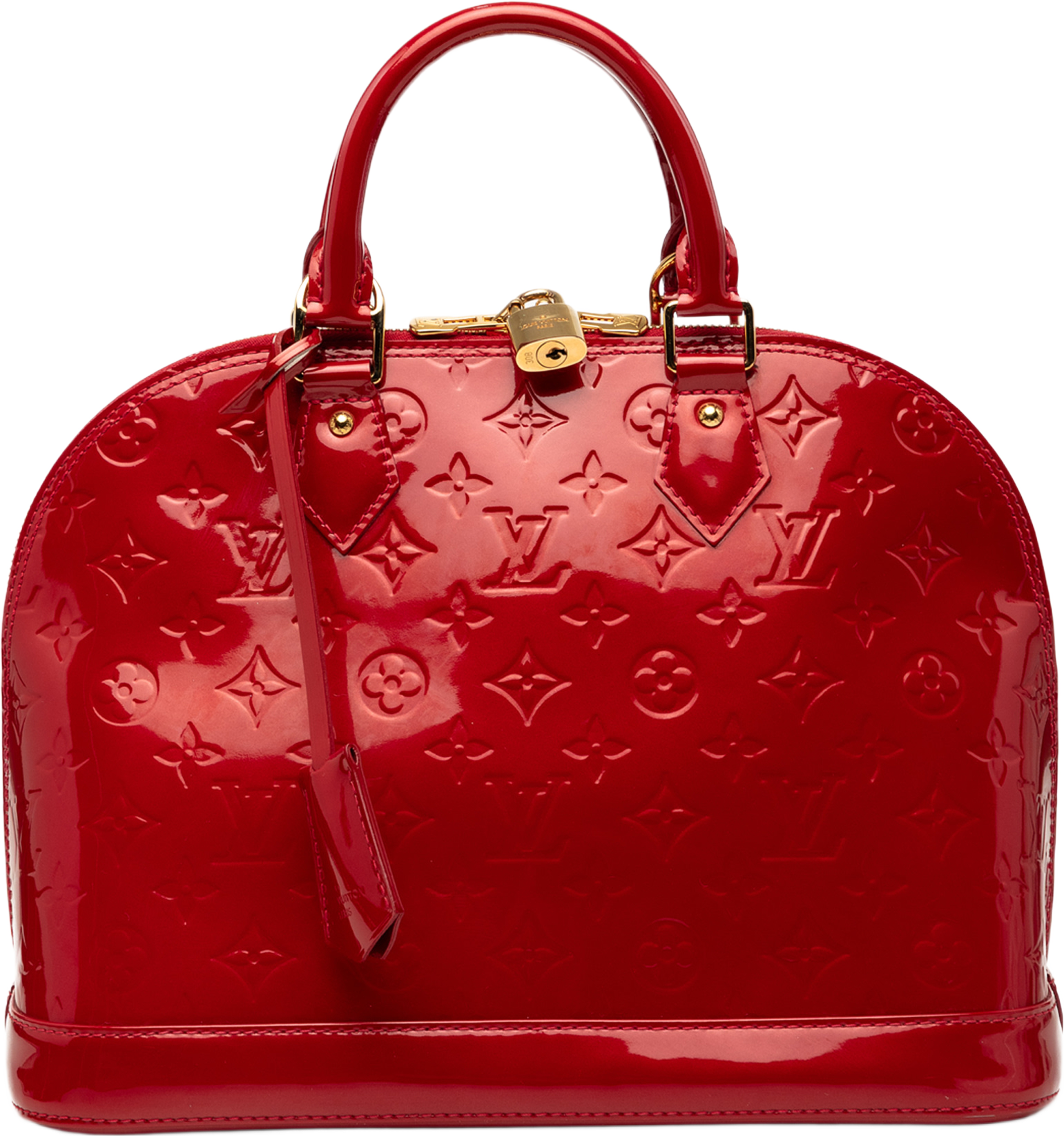 Louis Vuitton Monogram Vernis Alma Pm, från Luxclusif, i färgen red. Klicka för att öppna bilden i stort format